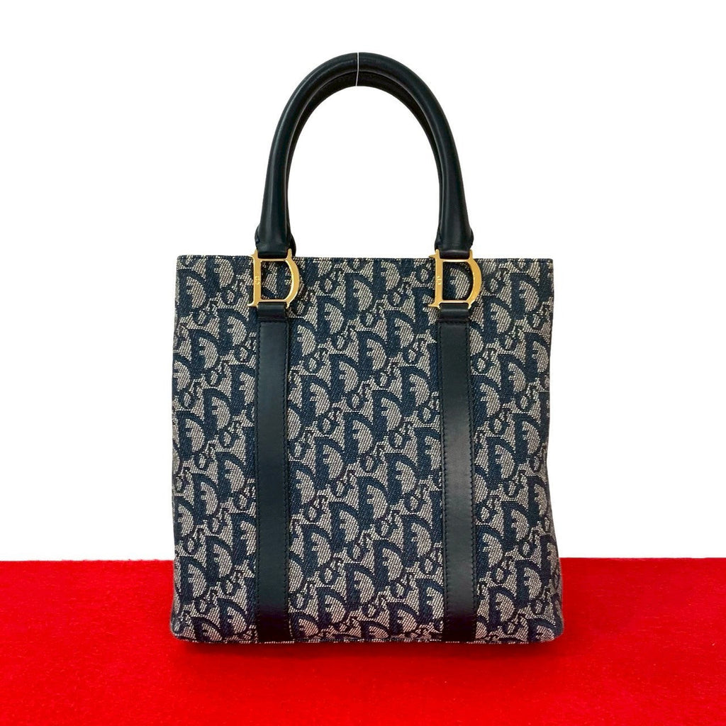 Christian Dior Trotter Leather Canvas Handbag