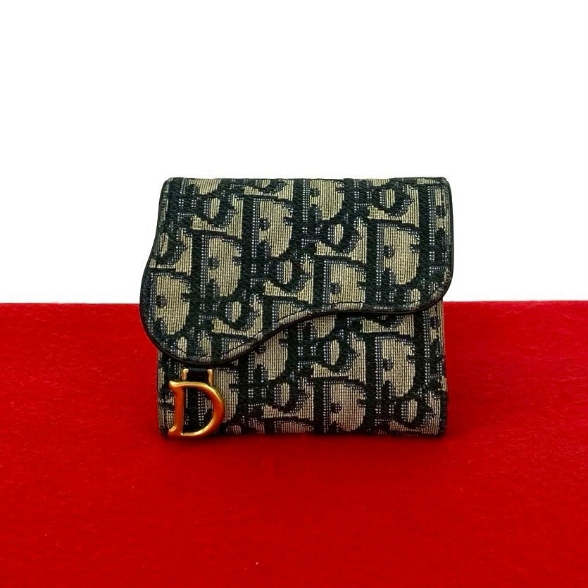 Christian Dior Oblique Canvas Leather Trifold Wallet
