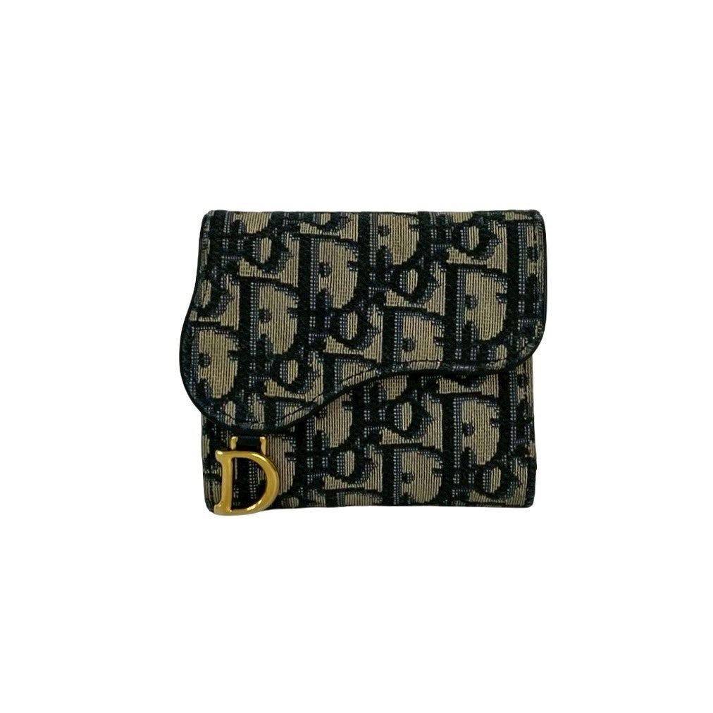 Christian Dior Oblique Canvas Leather Trifold Wallet