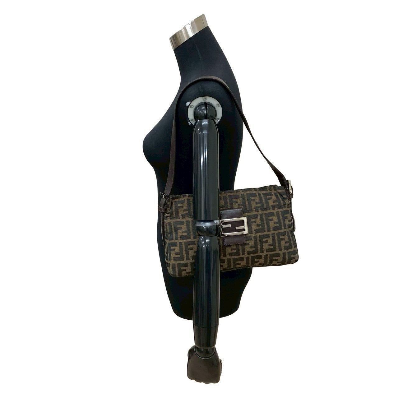 Fendi Zucca Canvas Leather Shoulder Bag