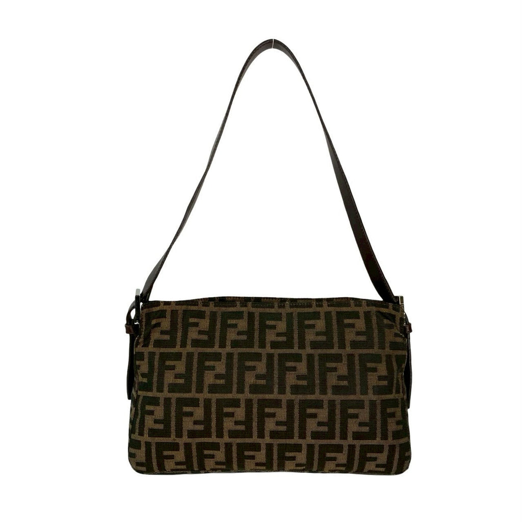 Fendi Zucca Canvas Leather Shoulder Bag