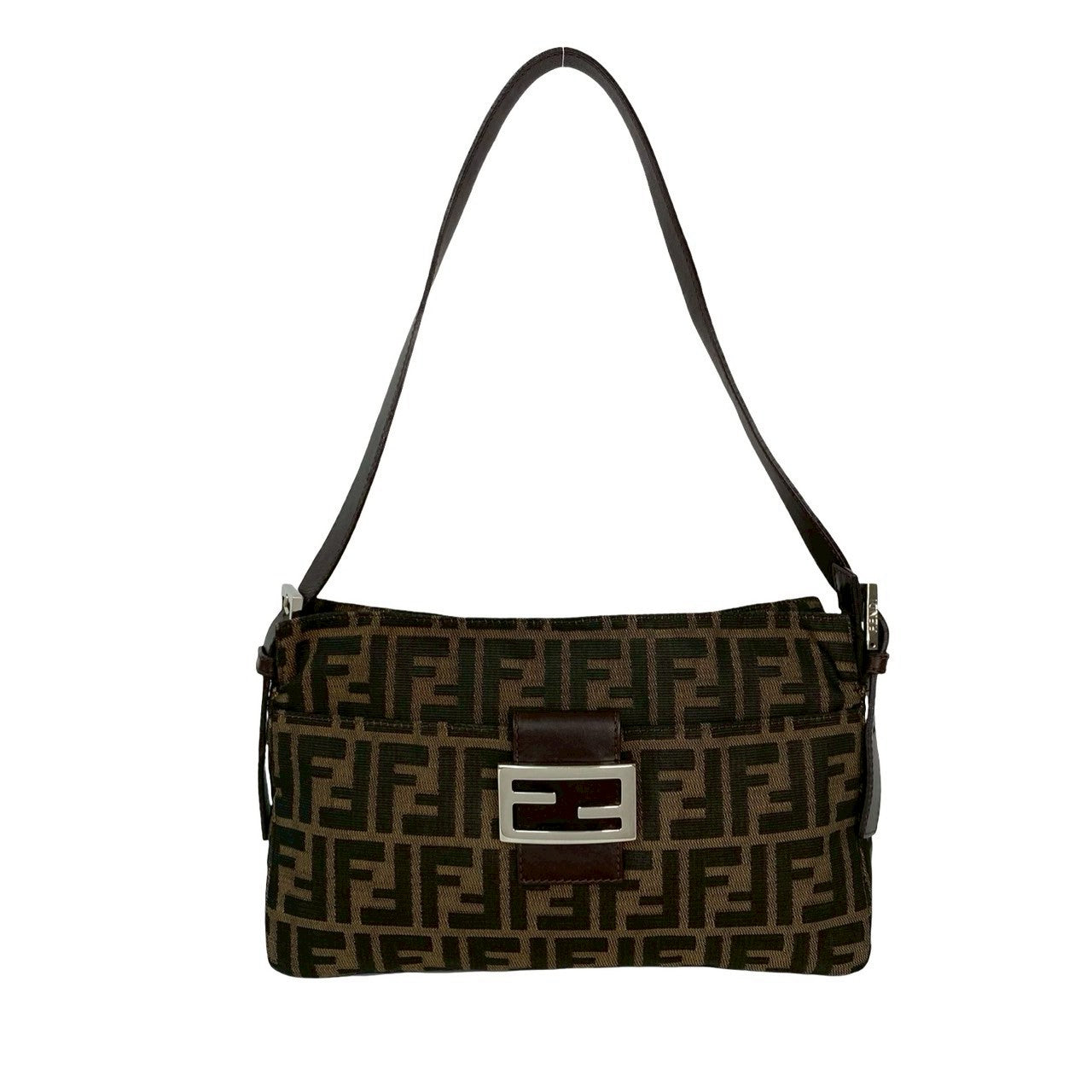 Fendi Zucca Canvas Leather Shoulder Bag