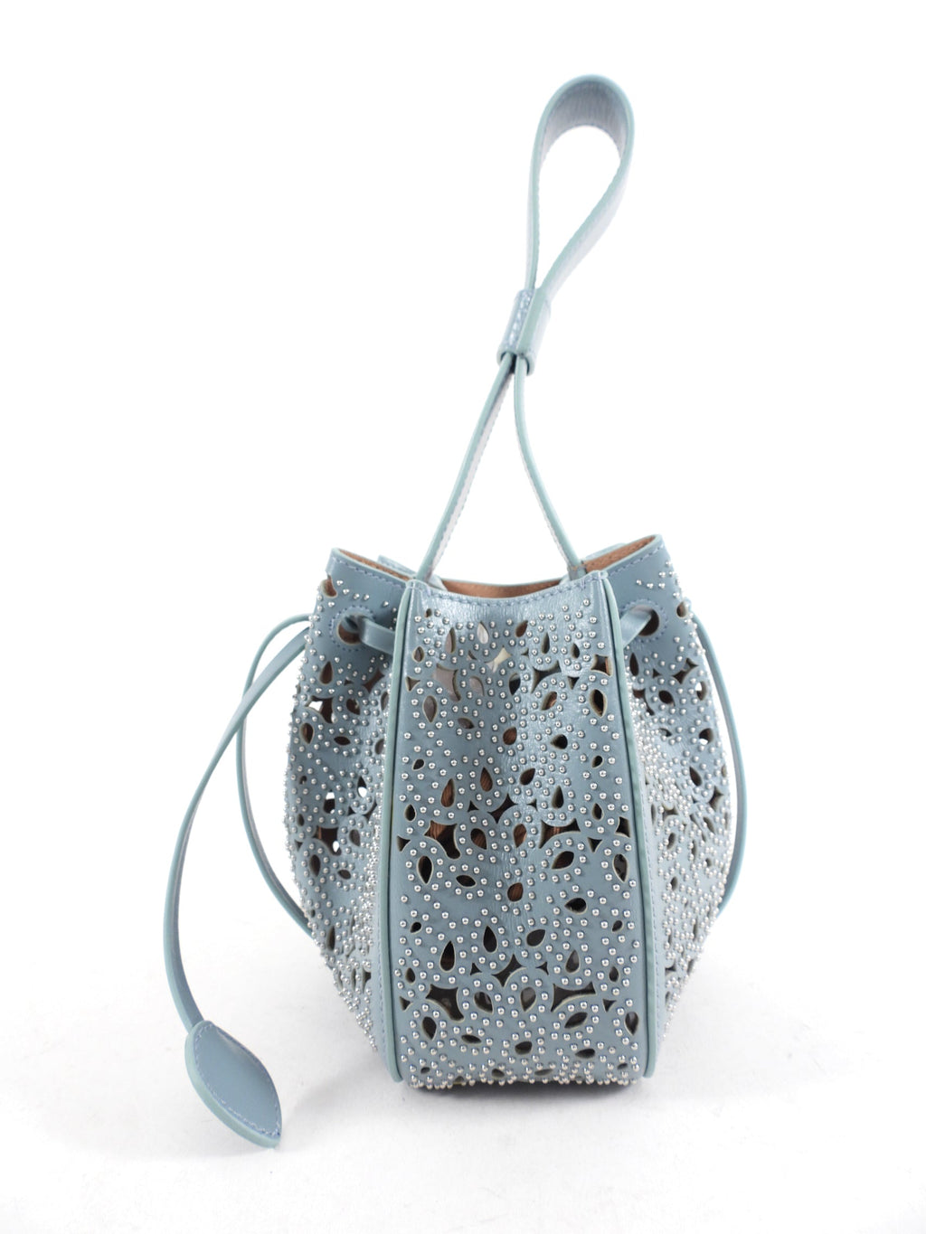 Alaia Light Blue Stud Rose Marie 16 Mini Bag
