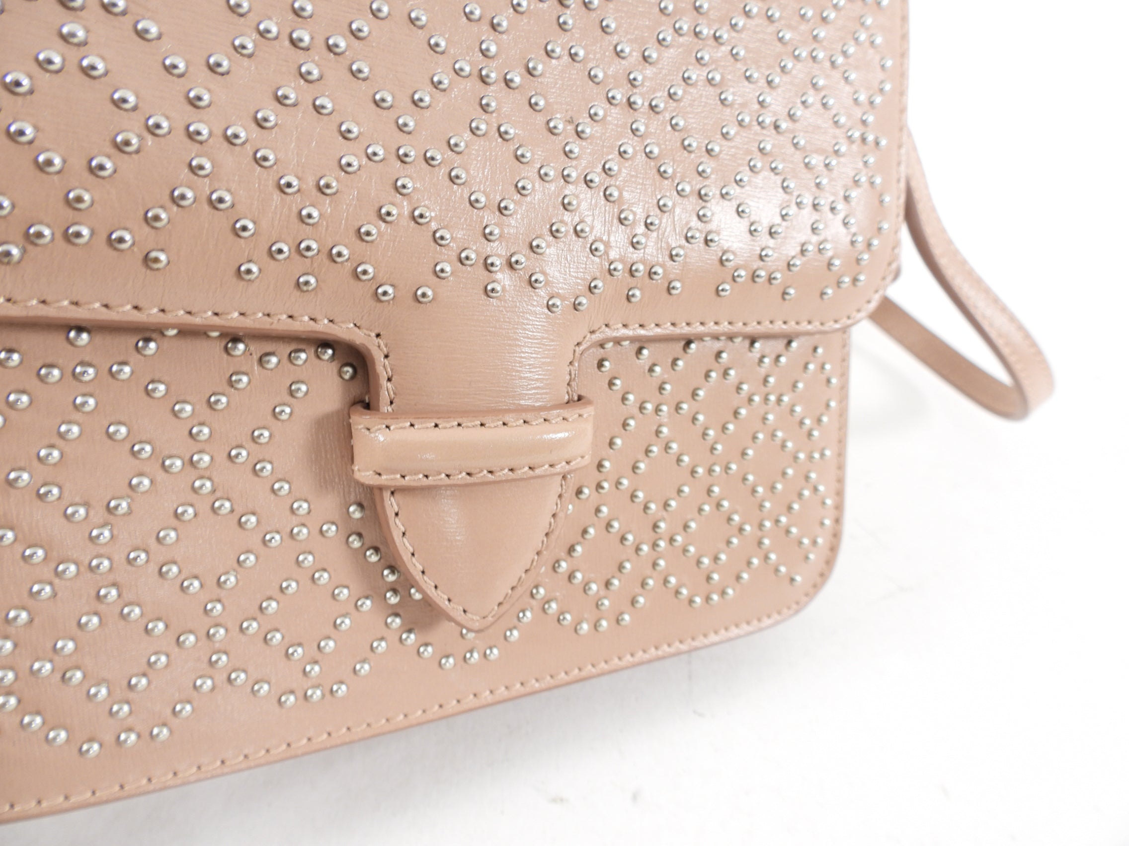 Alaia Small Stud Nude Leather Crossbody Bag