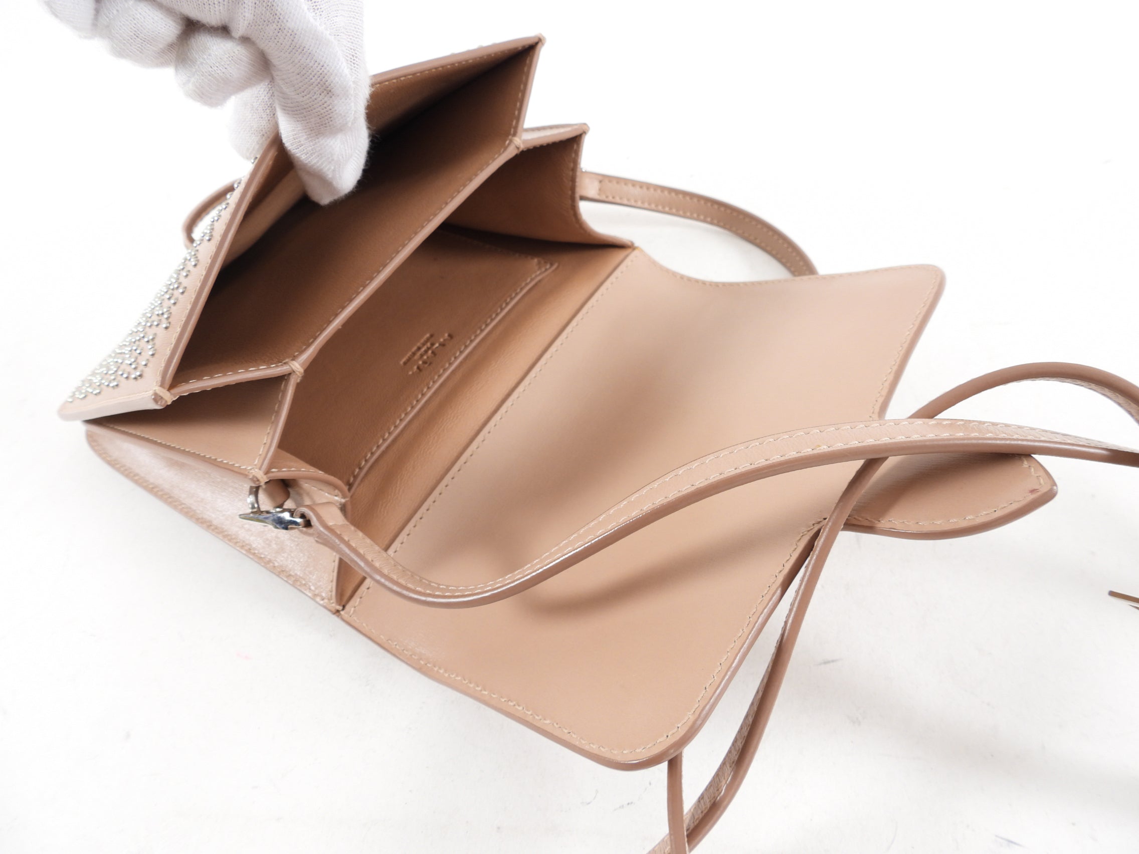 Alaia Small Stud Nude Leather Crossbody Bag