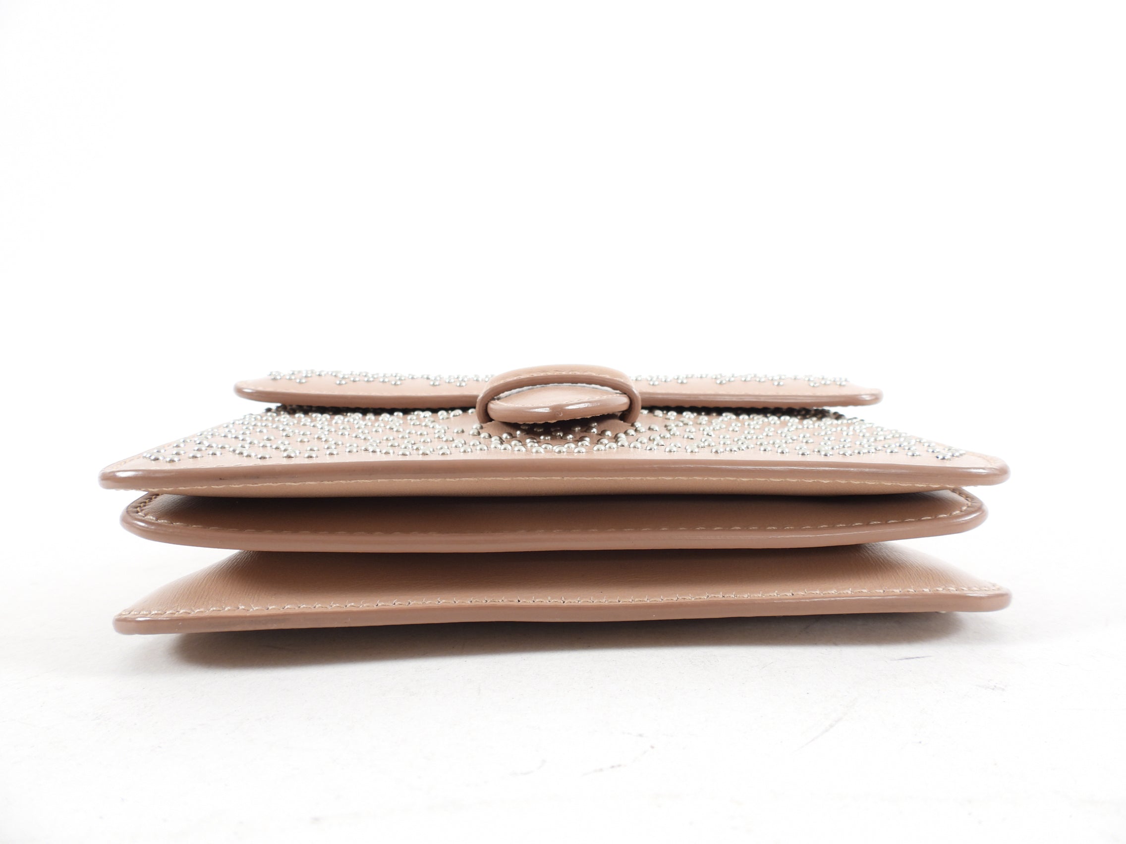 Alaia Small Stud Nude Leather Crossbody Bag