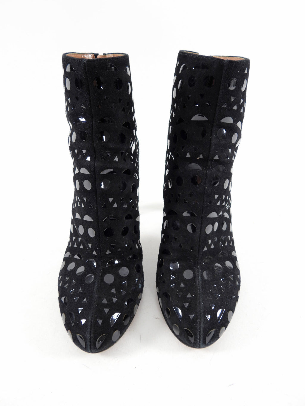 Alaia Black Suede Embellished Ankle Boots - EU 37 / 36.5