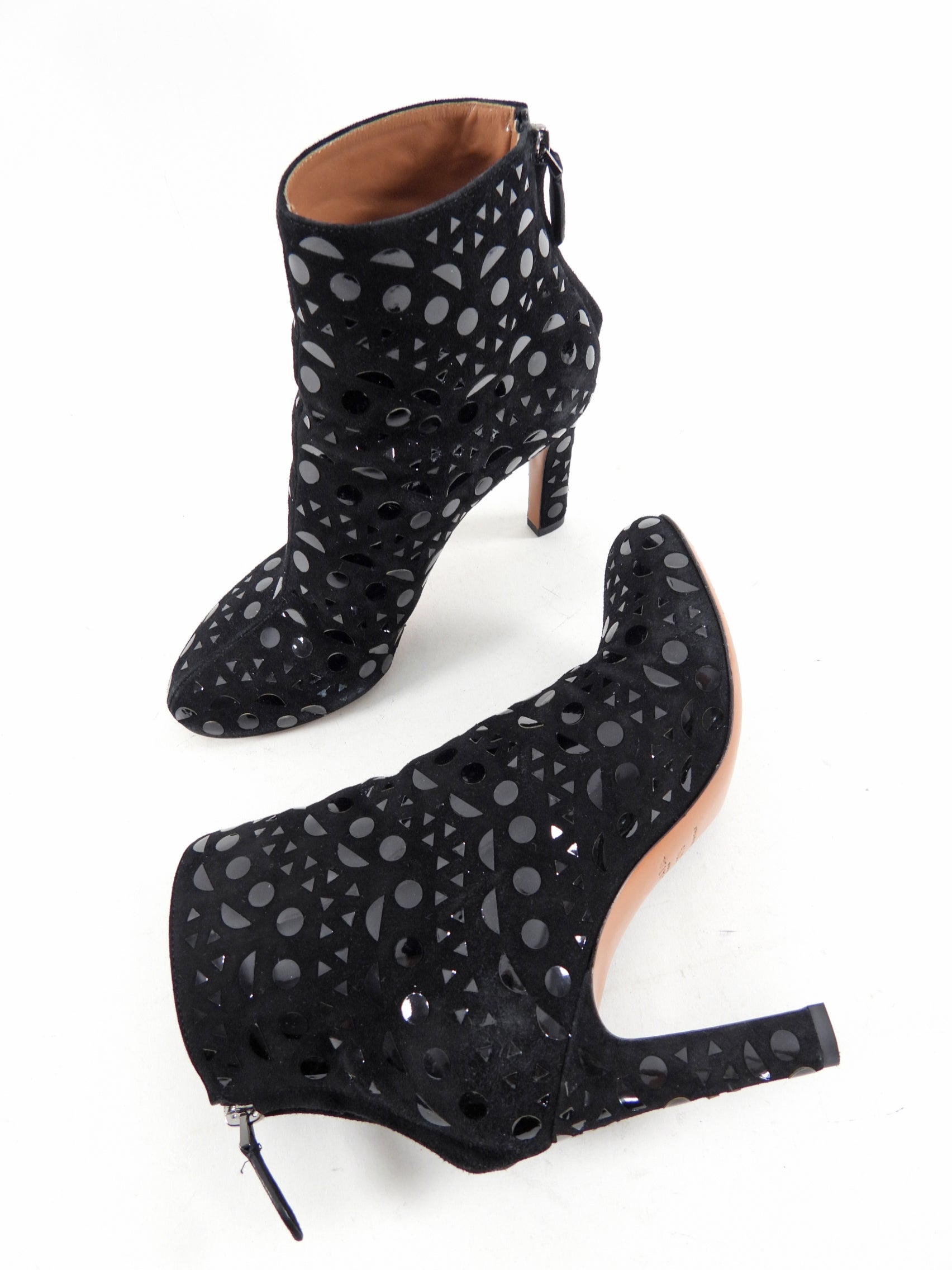 Alaia Black Suede Embellished Ankle Boots - EU 37 / 36.5