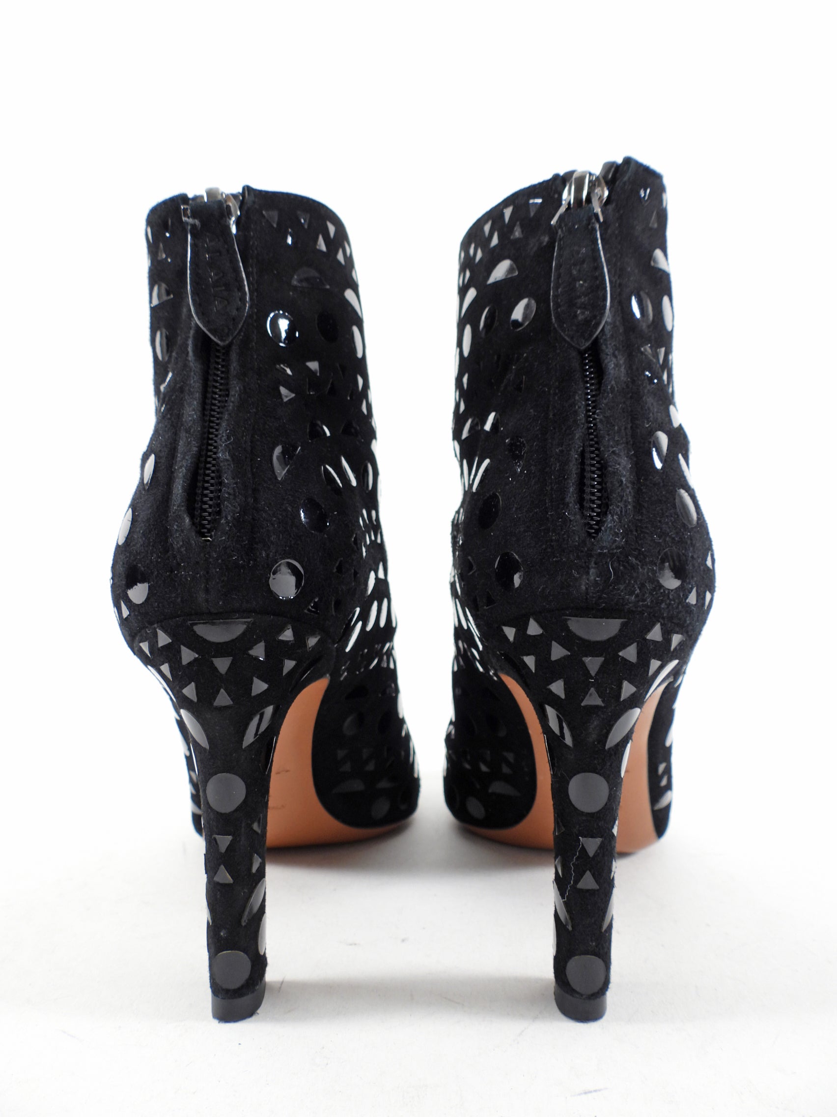 Alaia Black Suede Embellished Ankle Boots - EU 37 / 36.5