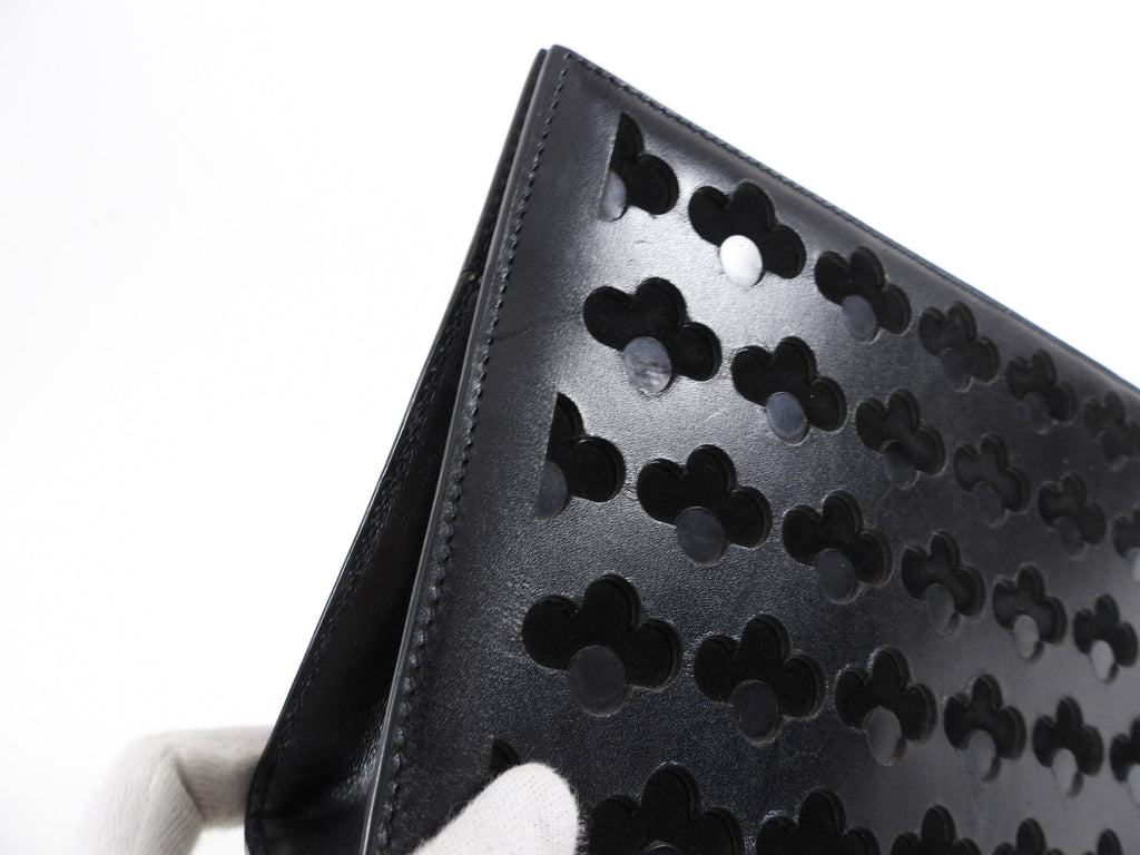 Alaia Black Leather and Suede Perforated Small Clutch Bag