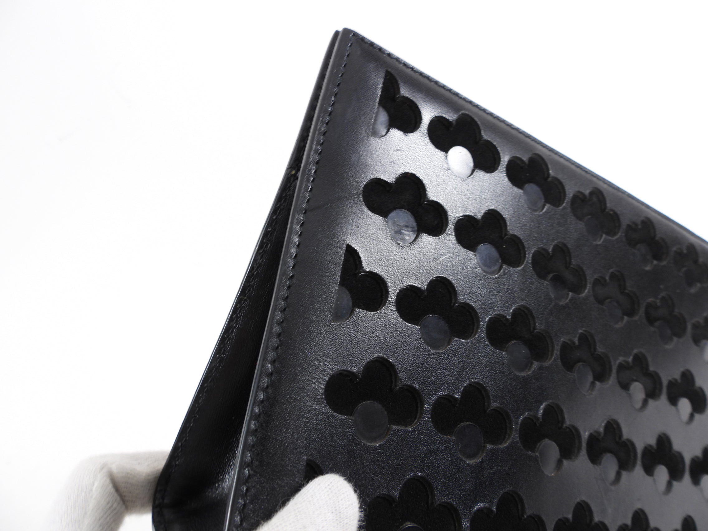 Alaia Black Leather and Suede Perforated Small Clutch Bag