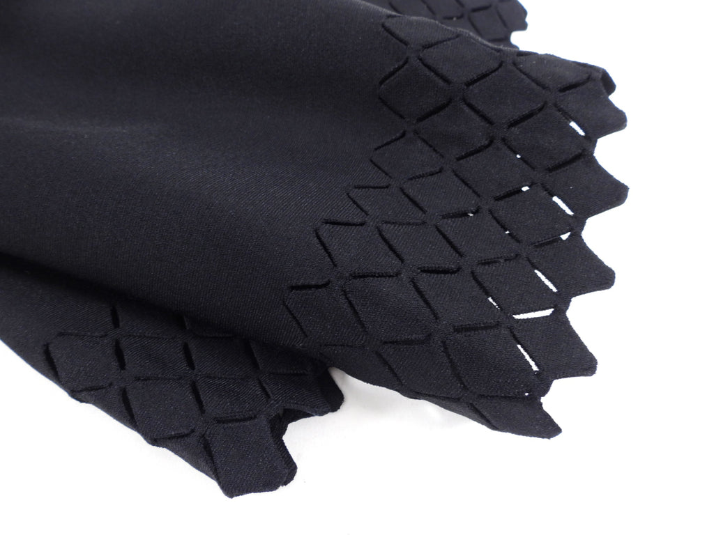 Alaia Black Knit Jersey Short Sleeve Dress with Perforated Hem - FR42 / 8
