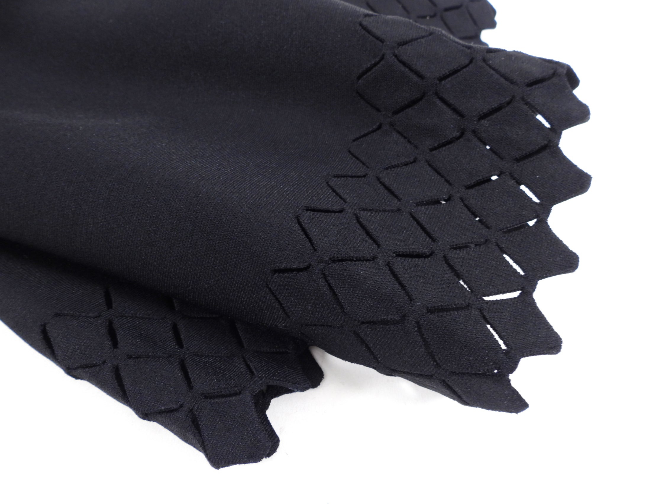 Alaia Black Knit Jersey Short Sleeve Dress with Perforated Hem - FR42 / 8