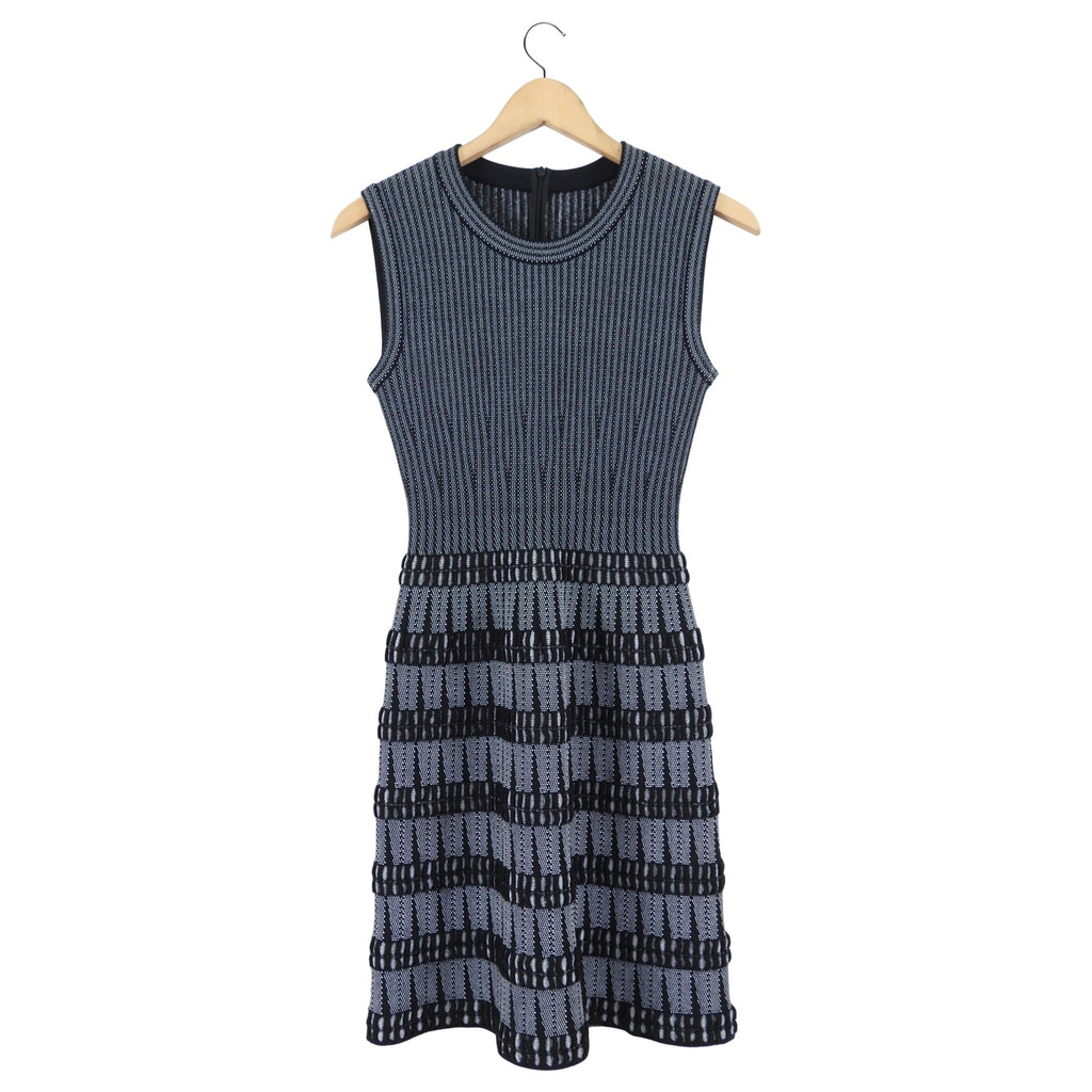 Alaia Black and White Sleeveless Stretch Knit Dress - 2/4