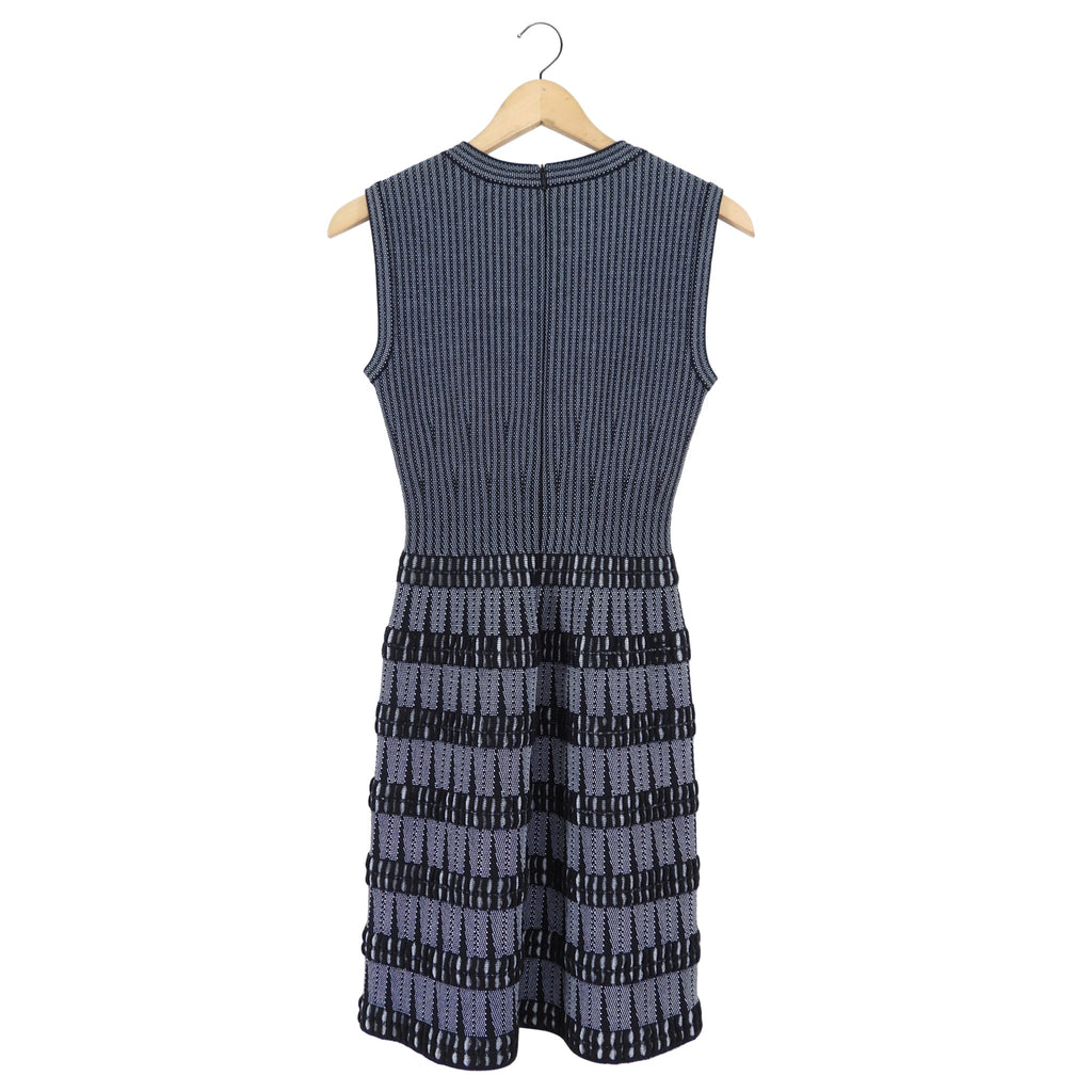 Alaia Black and White Sleeveless Stretch Knit Dress - 2/4