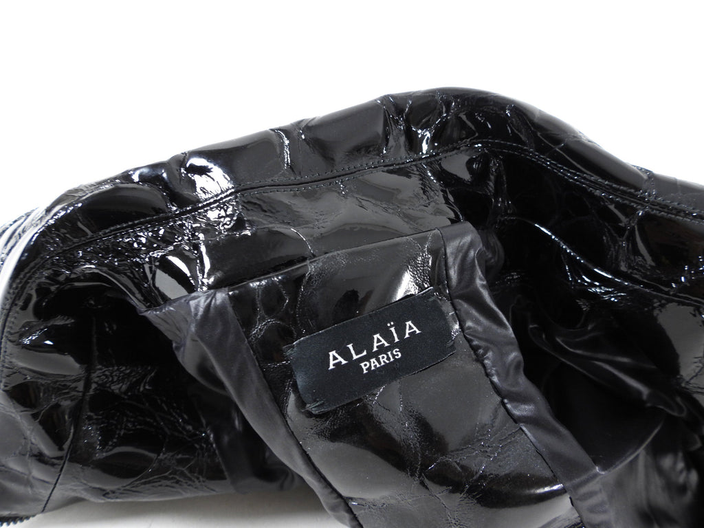 Alaia Black Patent Leather Croc Embossed Crop Bolero Jacket - S / FR38