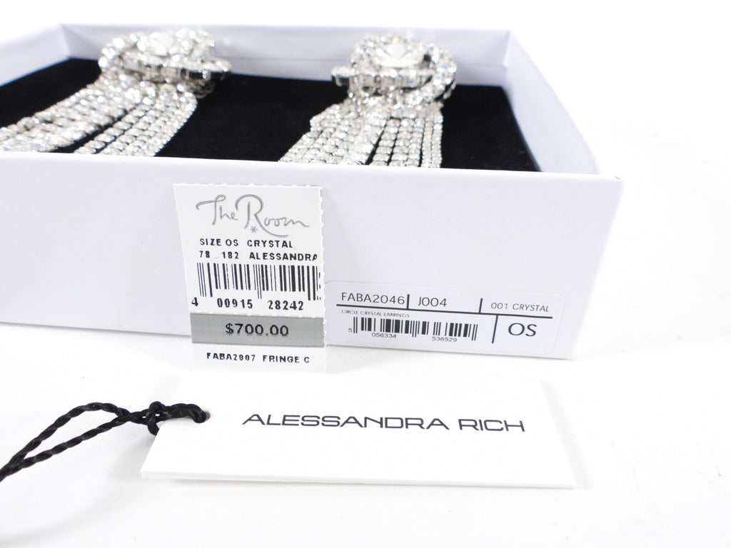 Alessandra Rich Huge Statement Rhinestone Crystal Fringe Earrings
