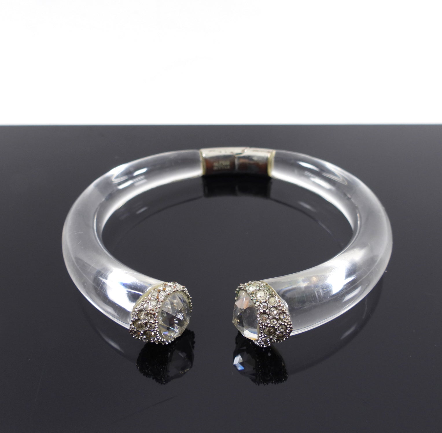 Alexis Bittar Vintage Clear Acrylic Jewel Hinge Bracelet