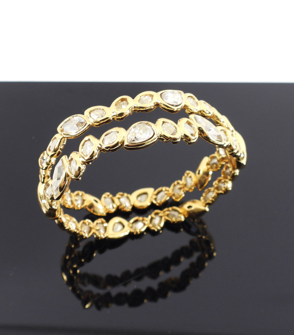 Alexis Bittar Clear Crystal Goldtone Hinged Bangle Bracelet