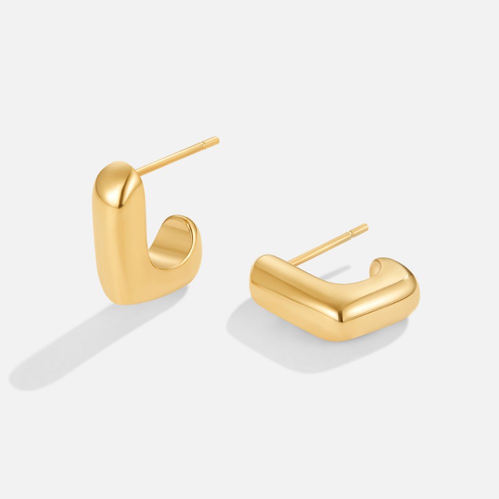 Alice Square Hoop Gold Earrings