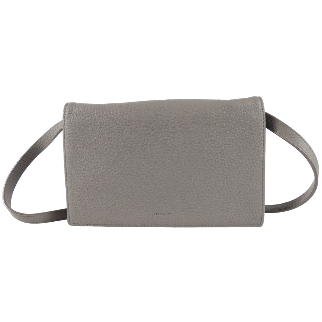 All Saints Grey Small Wallet on Strap Crossbody Bag