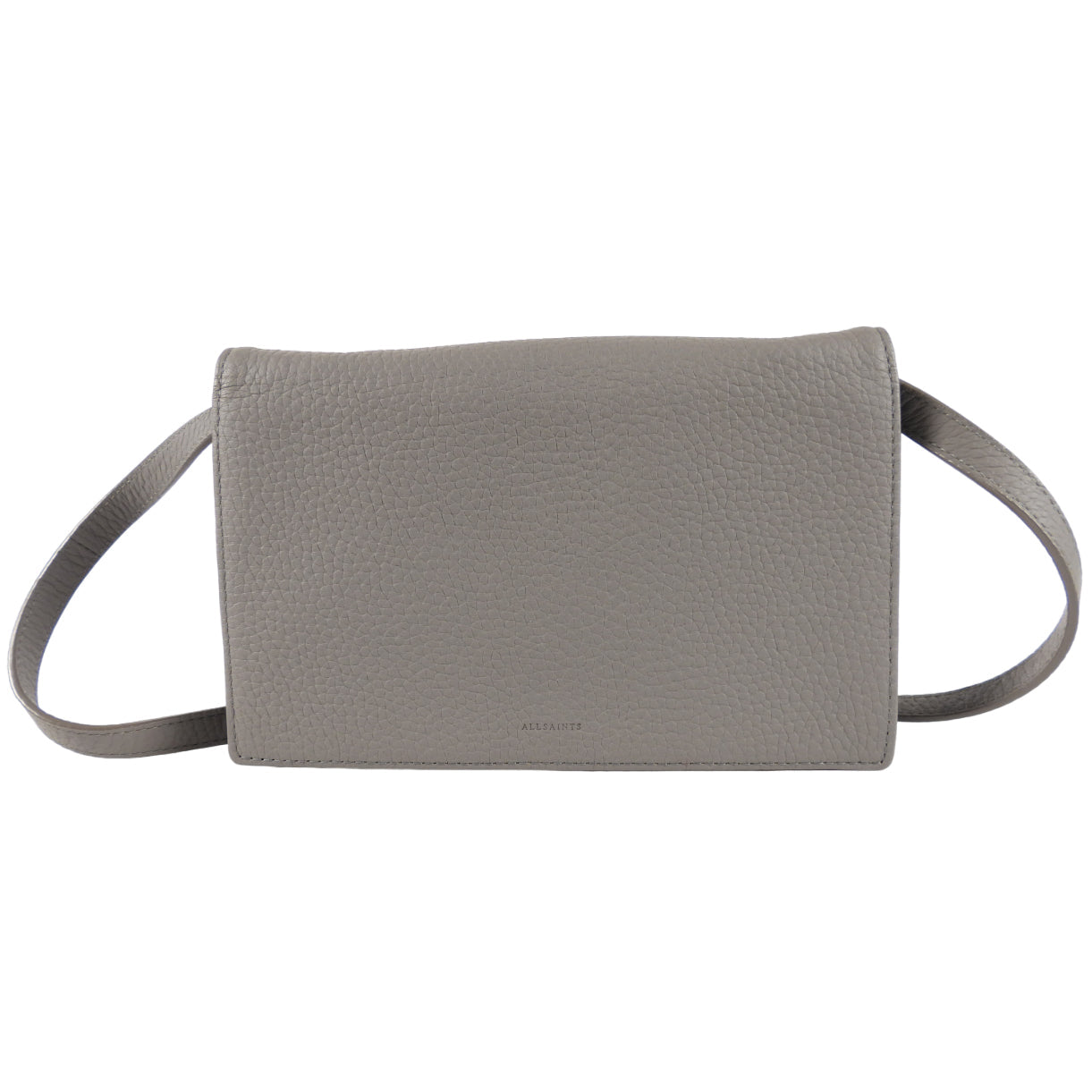 All Saints Grey Small Wallet on Strap Crossbody Bag