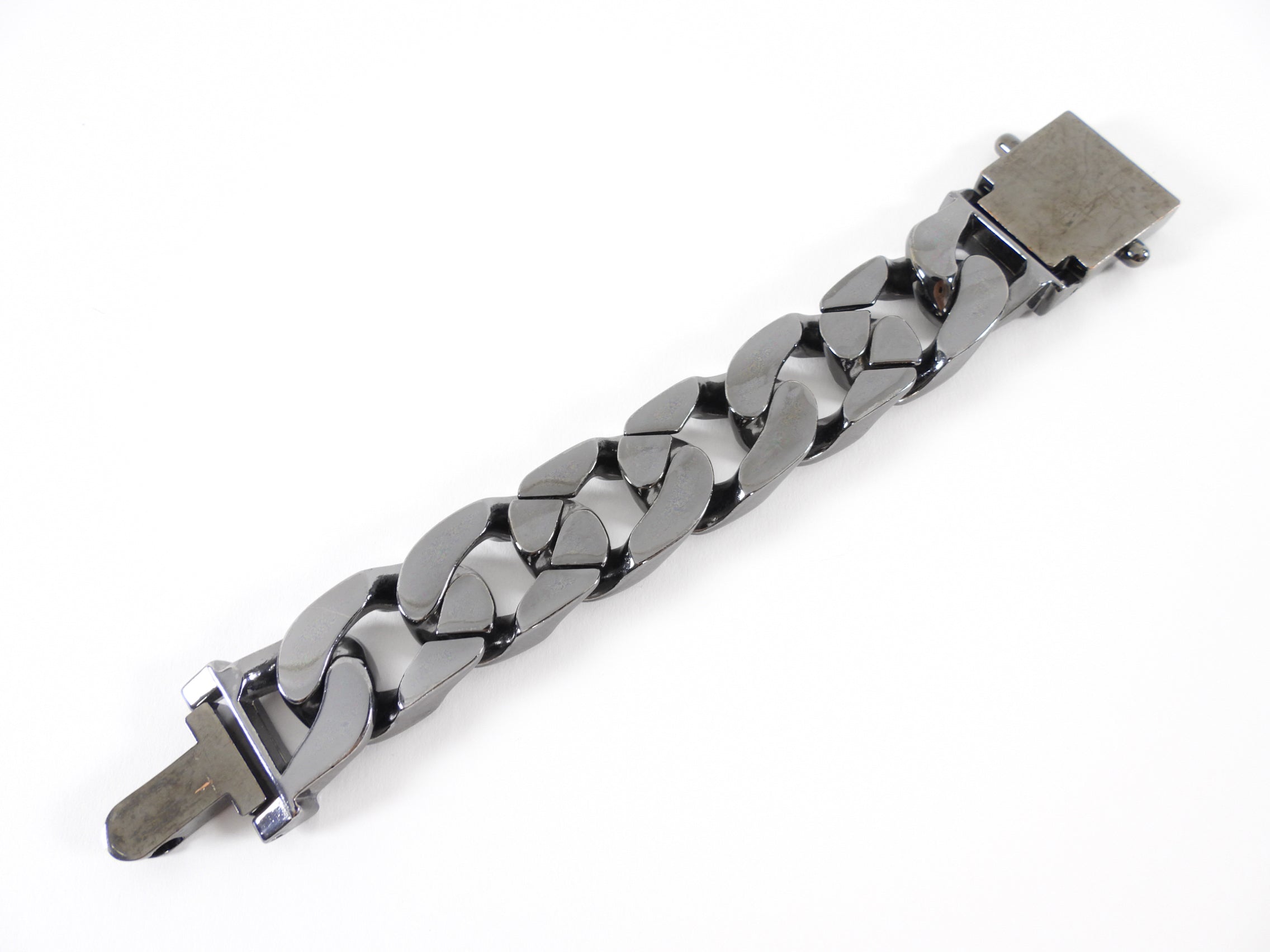 All Saints Chunky Dark Grey Metal Curb Link Bracelet
