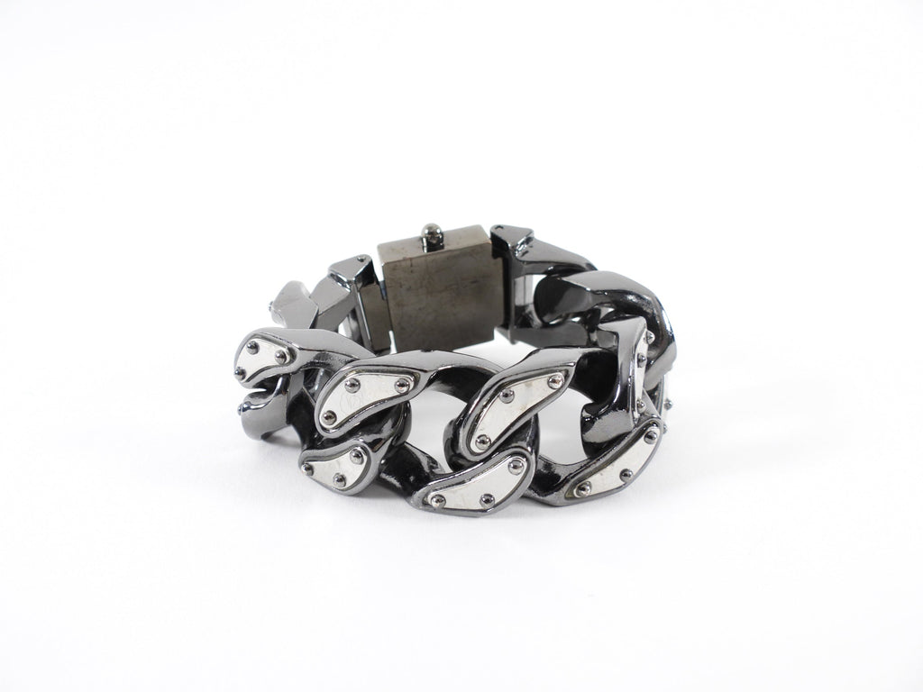 All Saints Chunky Dark Grey Metal Curb Link Bracelet