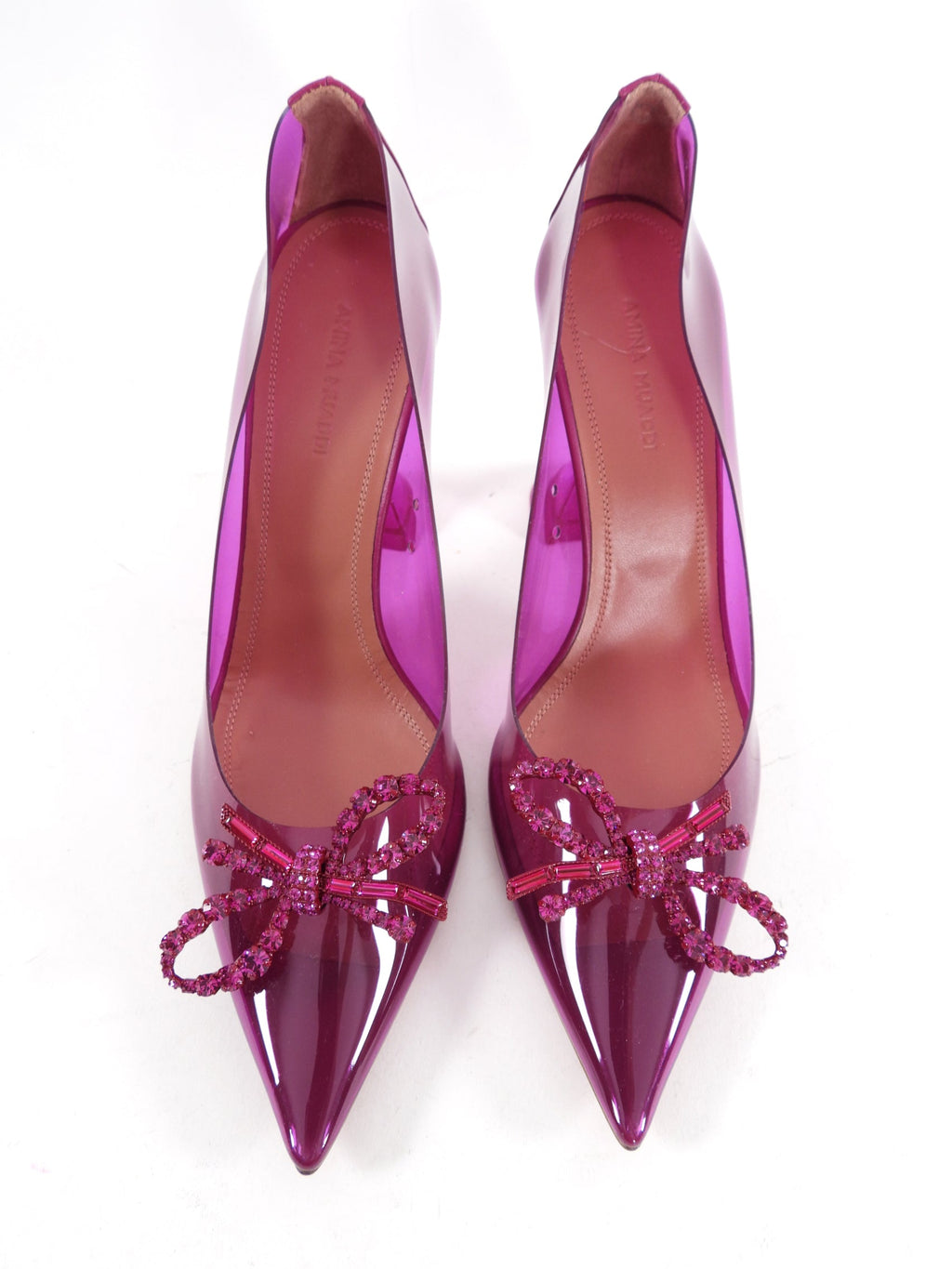 Amina Muaddi Magenta Purple Crystal Glass Pump - fits EU37
