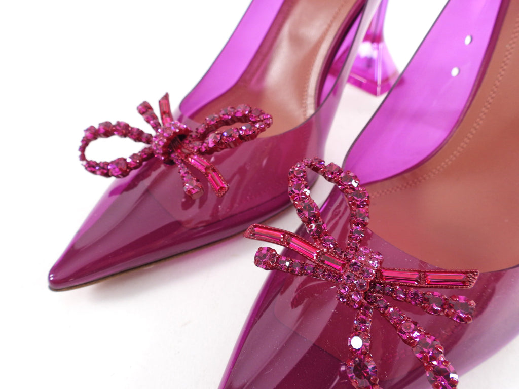 Amina Muaddi Magenta Purple Crystal Glass Pump - fits EU37