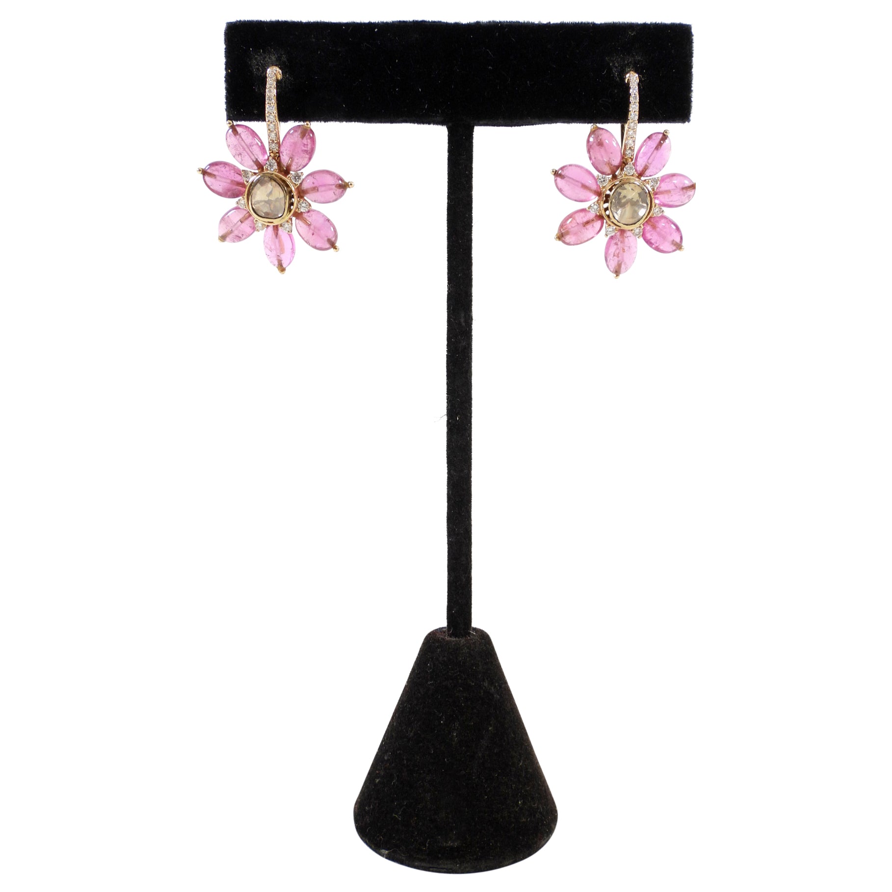 Amrapali Jaipur Gold Ruby Diamond Floral Drop Earrings