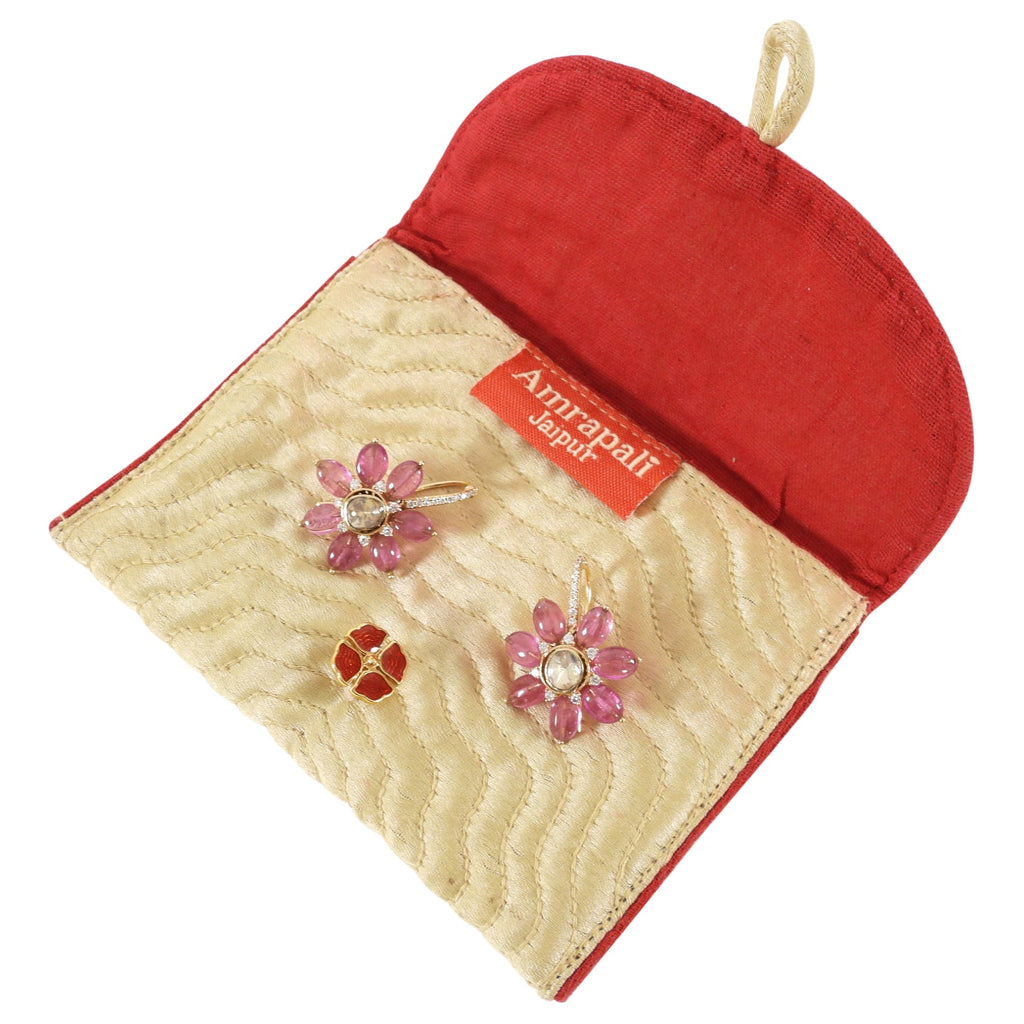 Amrapali Jaipur Gold Ruby Diamond Floral Drop Earrings