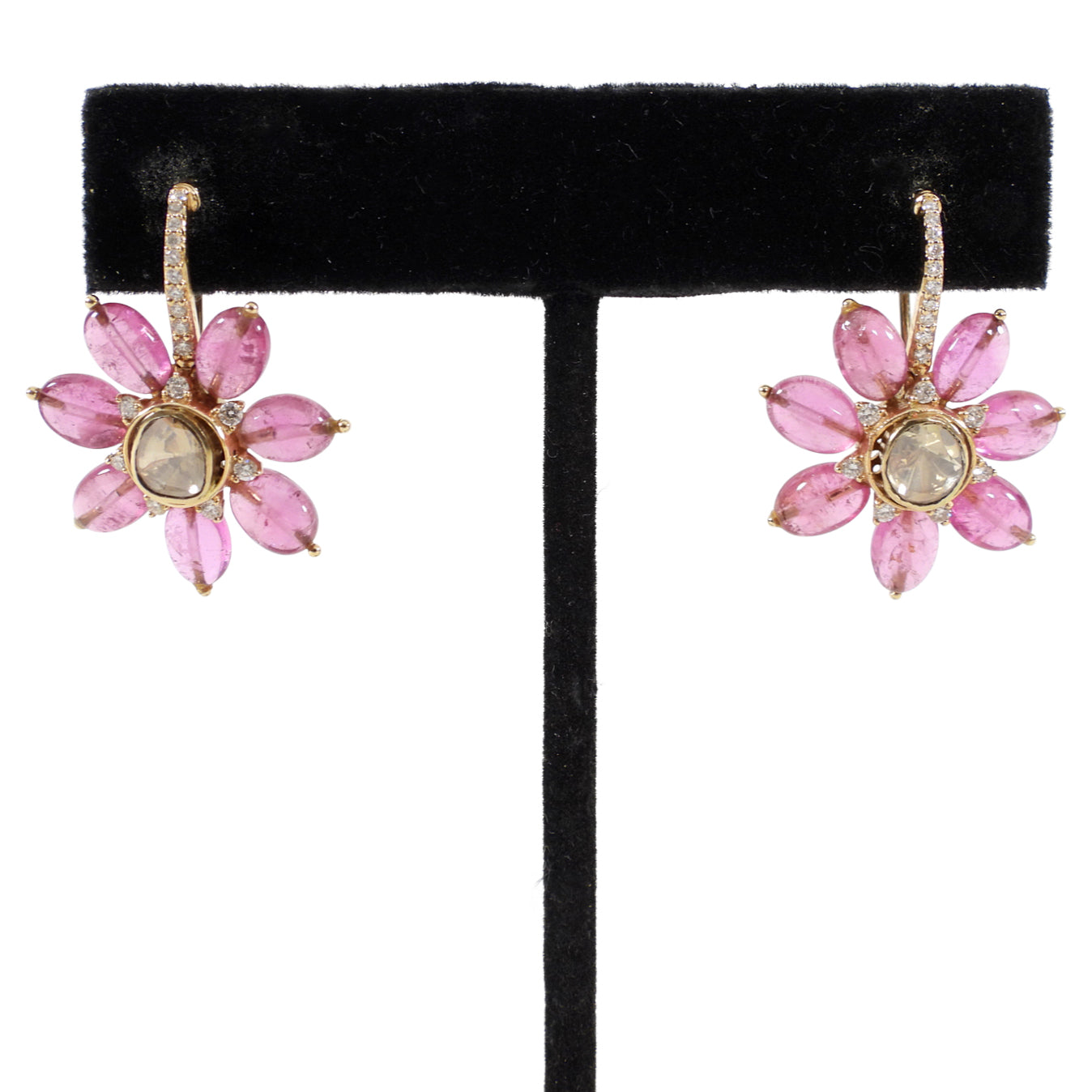 Amrapali Jaipur Gold Ruby Diamond Floral Drop Earrings