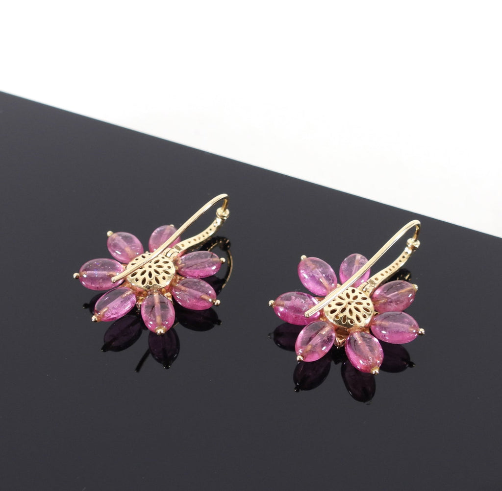 Amrapali Jaipur Gold Ruby Diamond Floral Drop Earrings