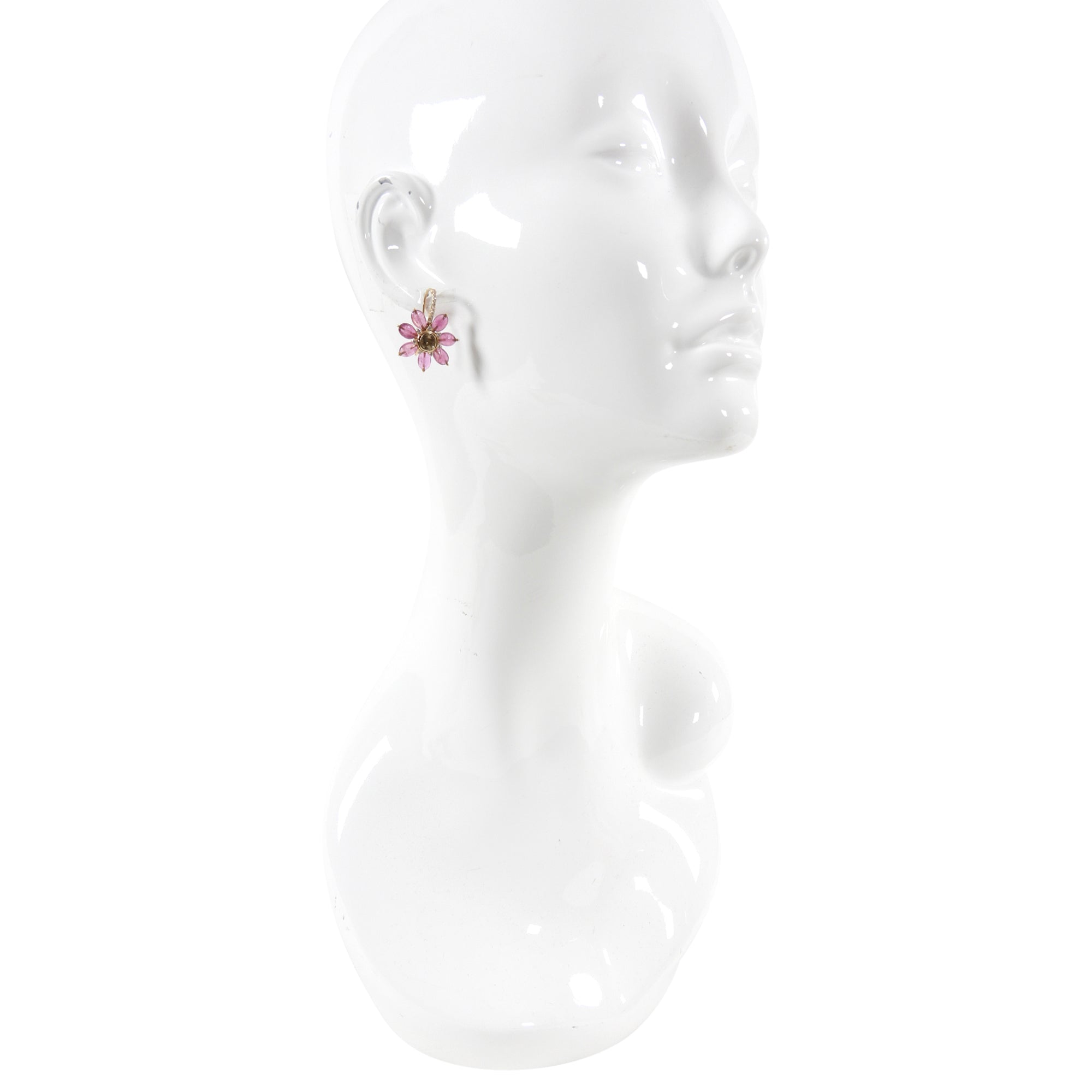 Amrapali Jaipur Gold Ruby Diamond Floral Drop Earrings