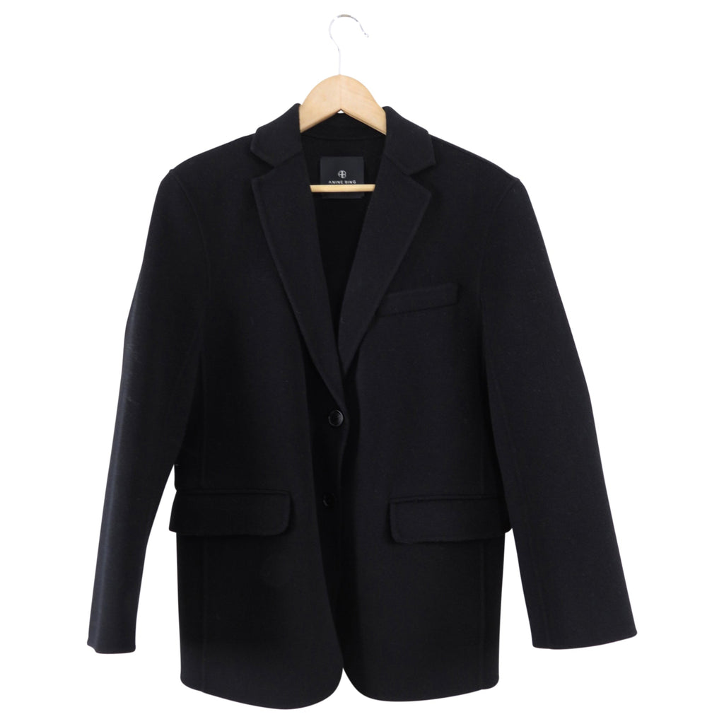 Anine Bing Black Double Faced Wool Quinn Blazer - XS / S / M
