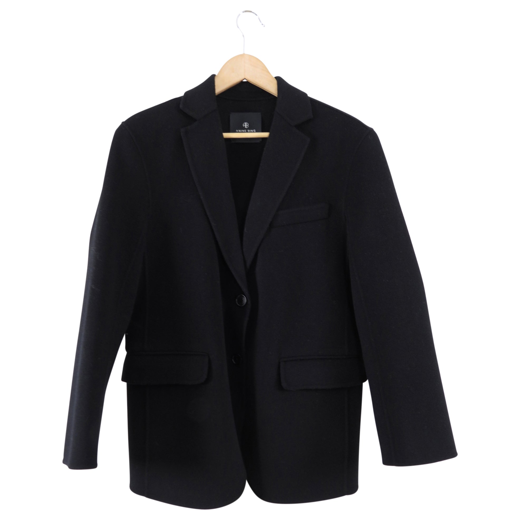 Anine Bing Black Double Faced Wool Quinn Blazer - XS / S / M
