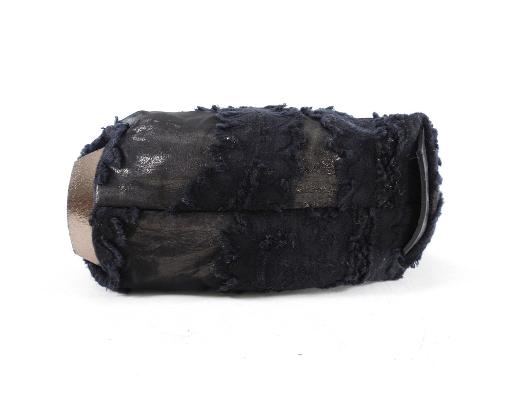 Ann Demeulemeester Pewter Metallic Leather Fabric Crossbody Bag