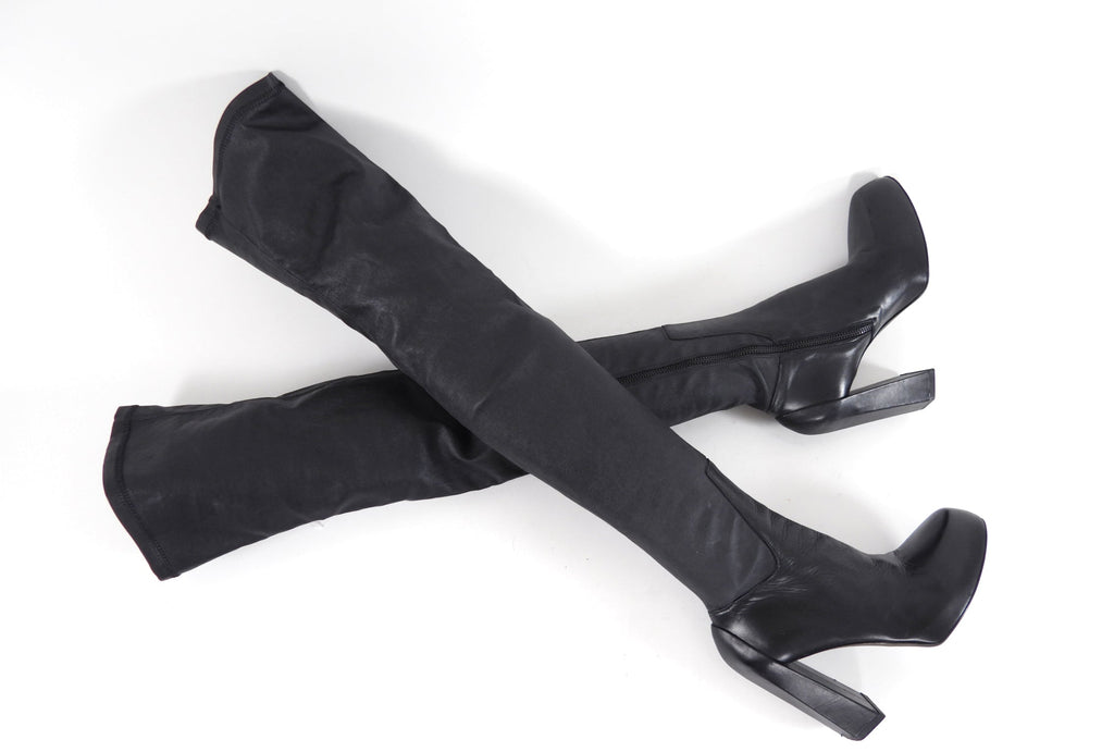 Ann Demeulemeester Fall 2015 Runway Stretch Leather Over the Knee Boots - 36.5 / 37