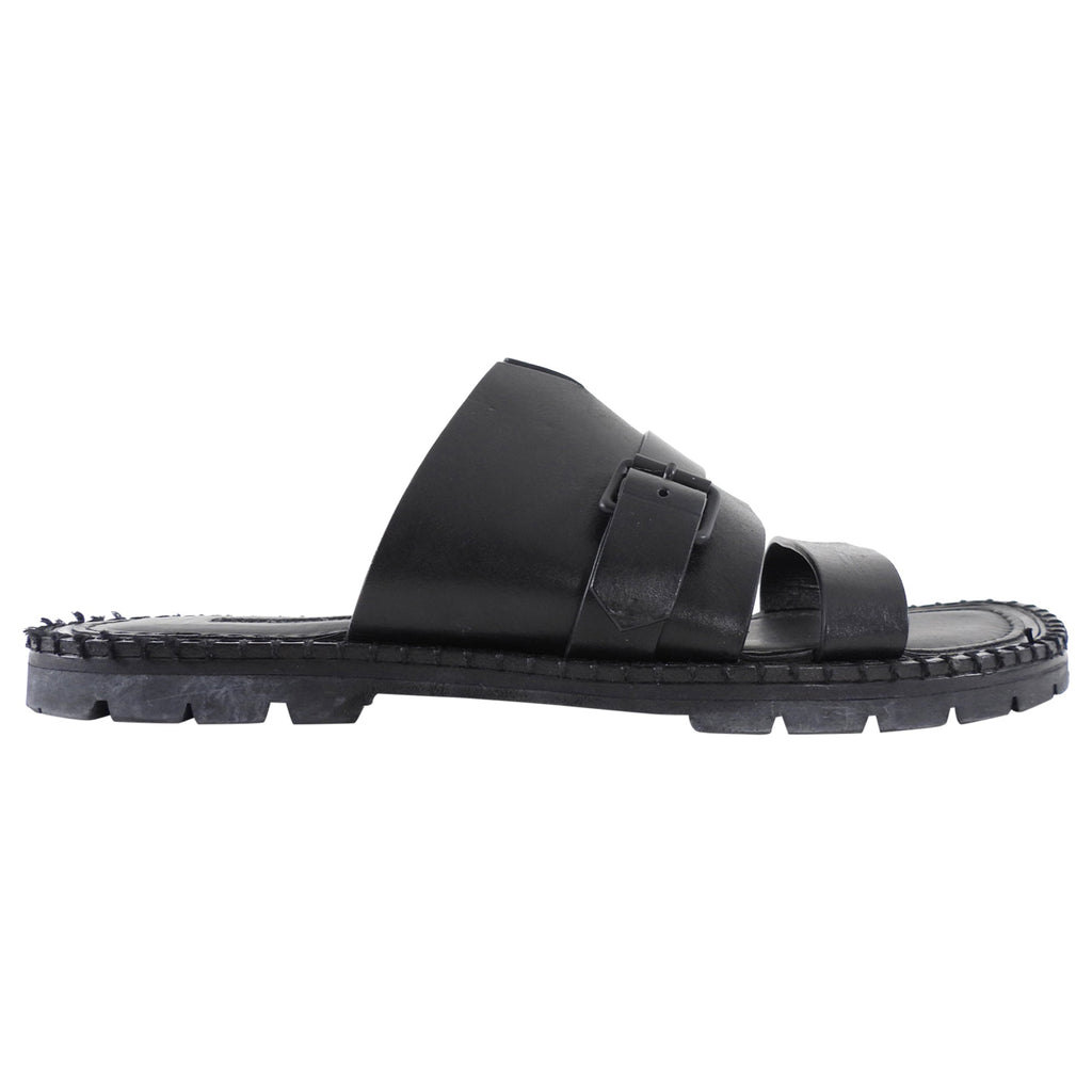 Ann Demeulemeester Black Leather Flat Sandals - 40