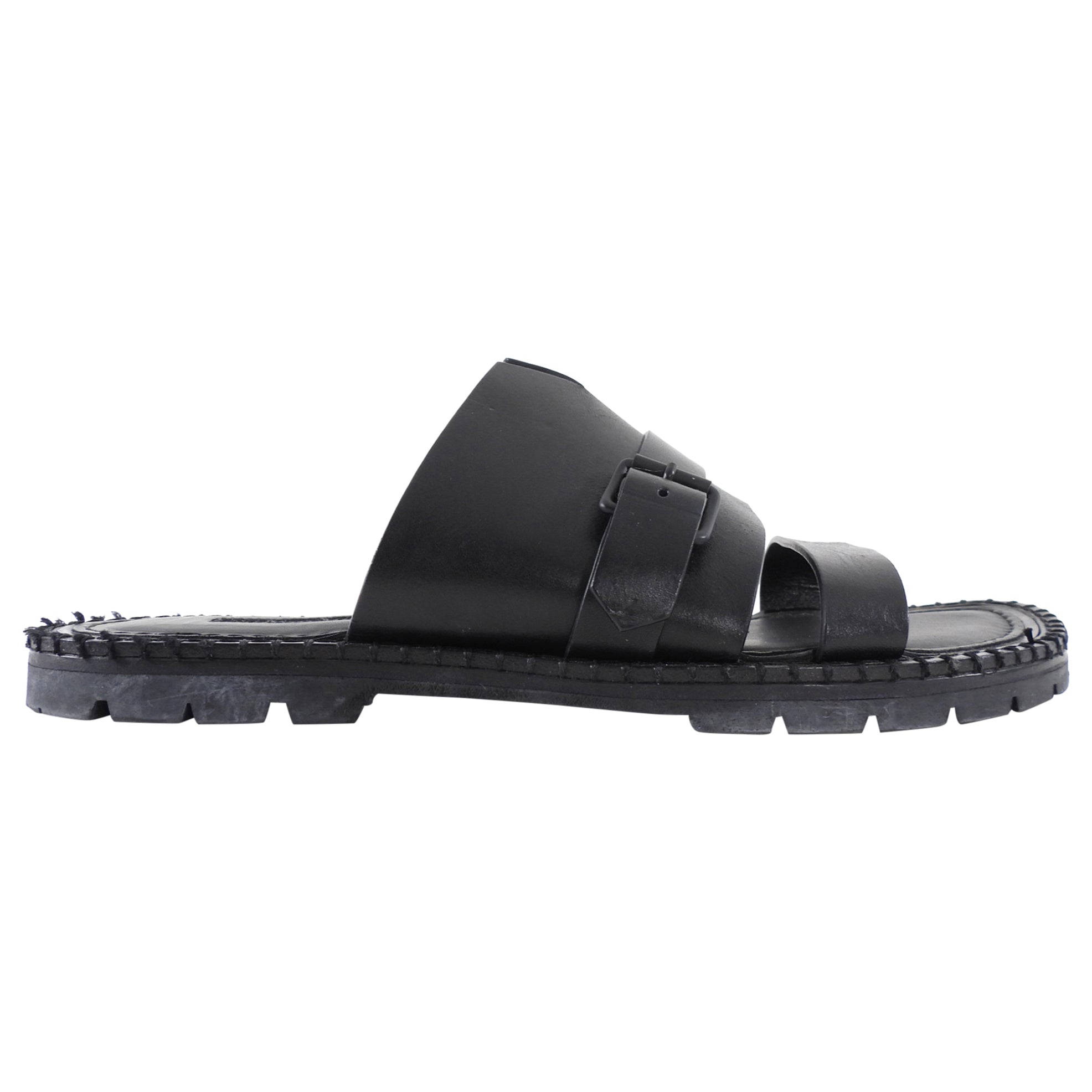 Ann Demeulemeester Black Leather Flat Sandals - 40