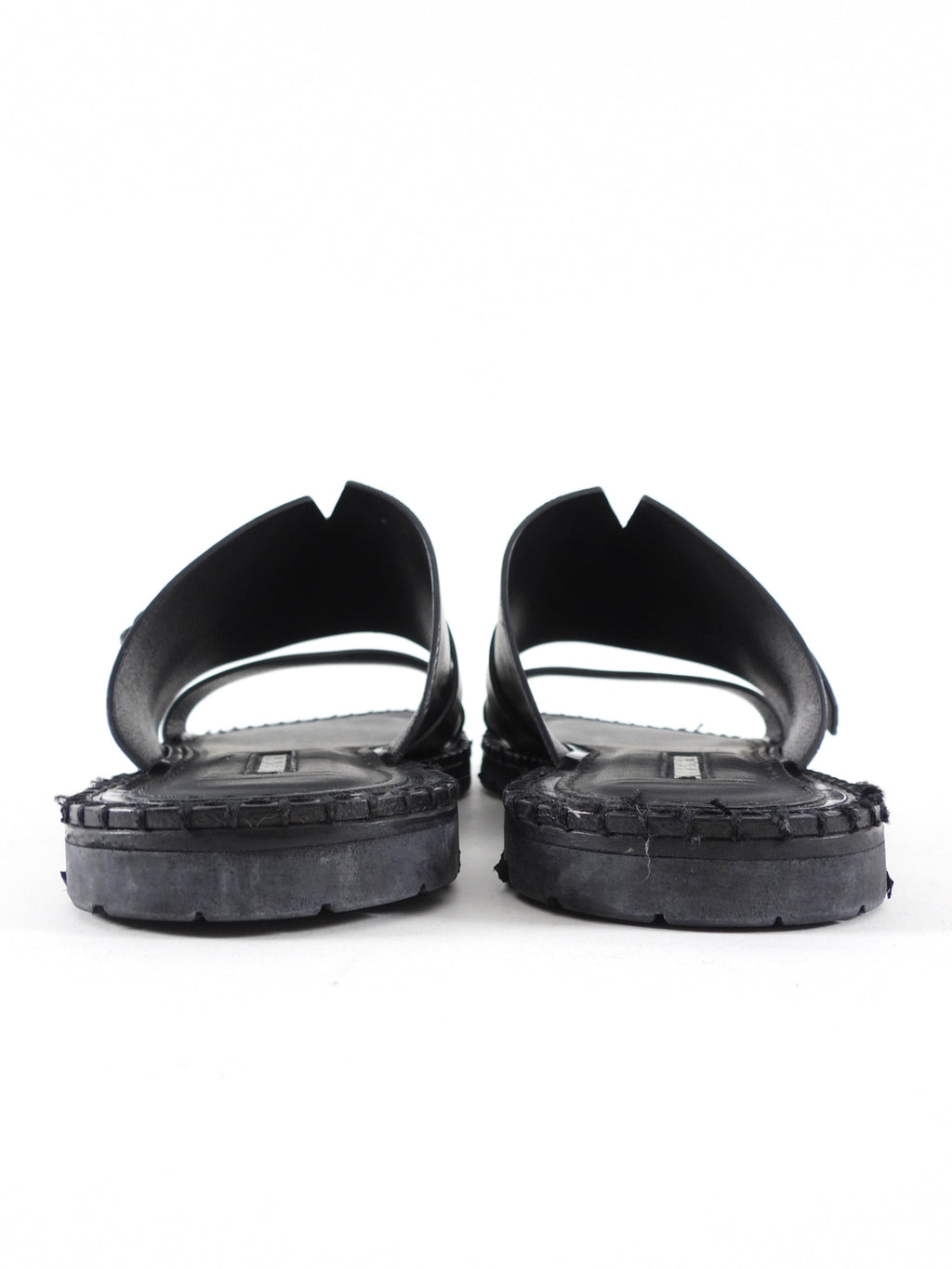Ann Demeulemeester Black Leather Flat Sandals - 40