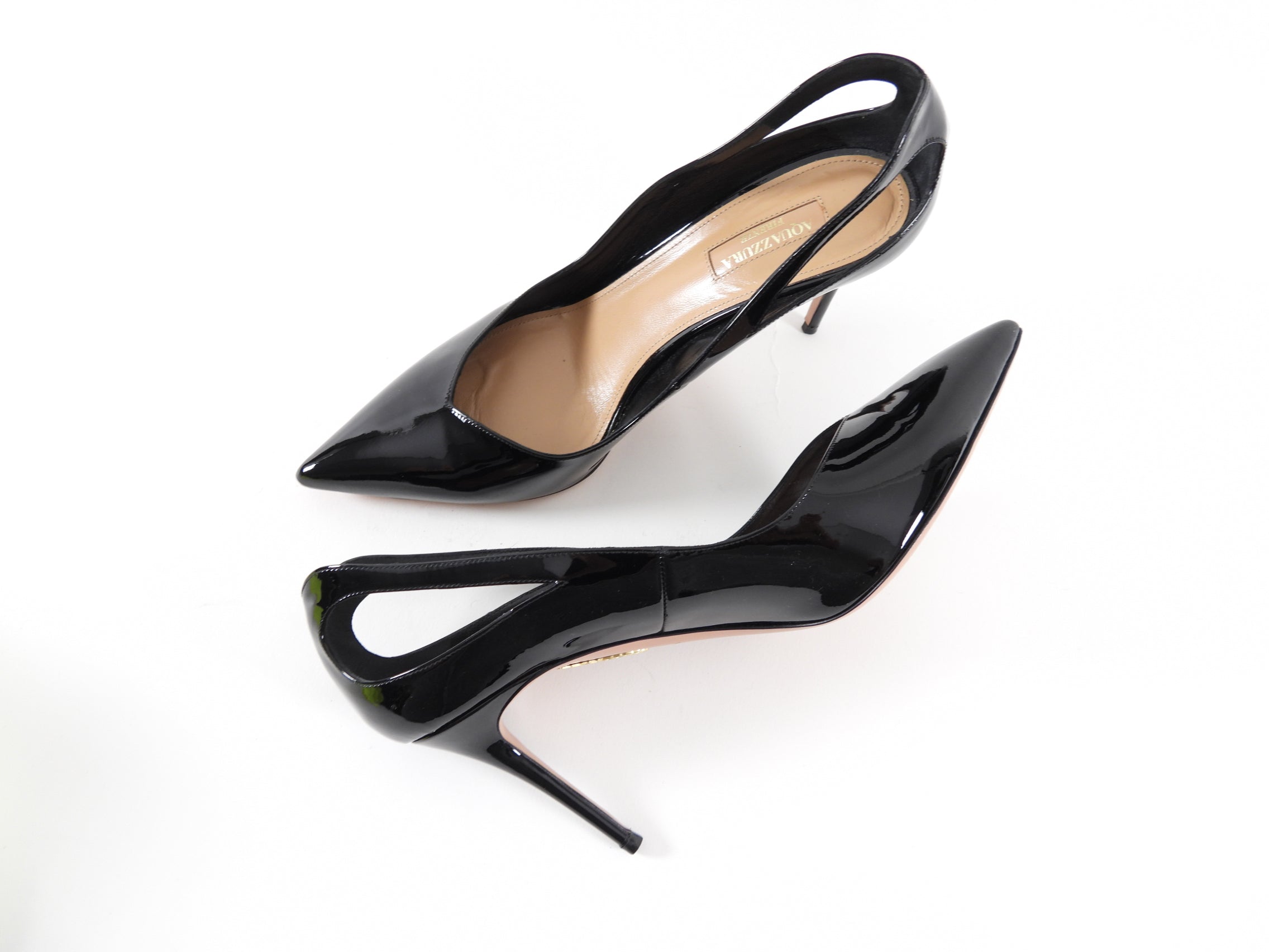 Aquazzura Black Patent Shiva Pump - 40