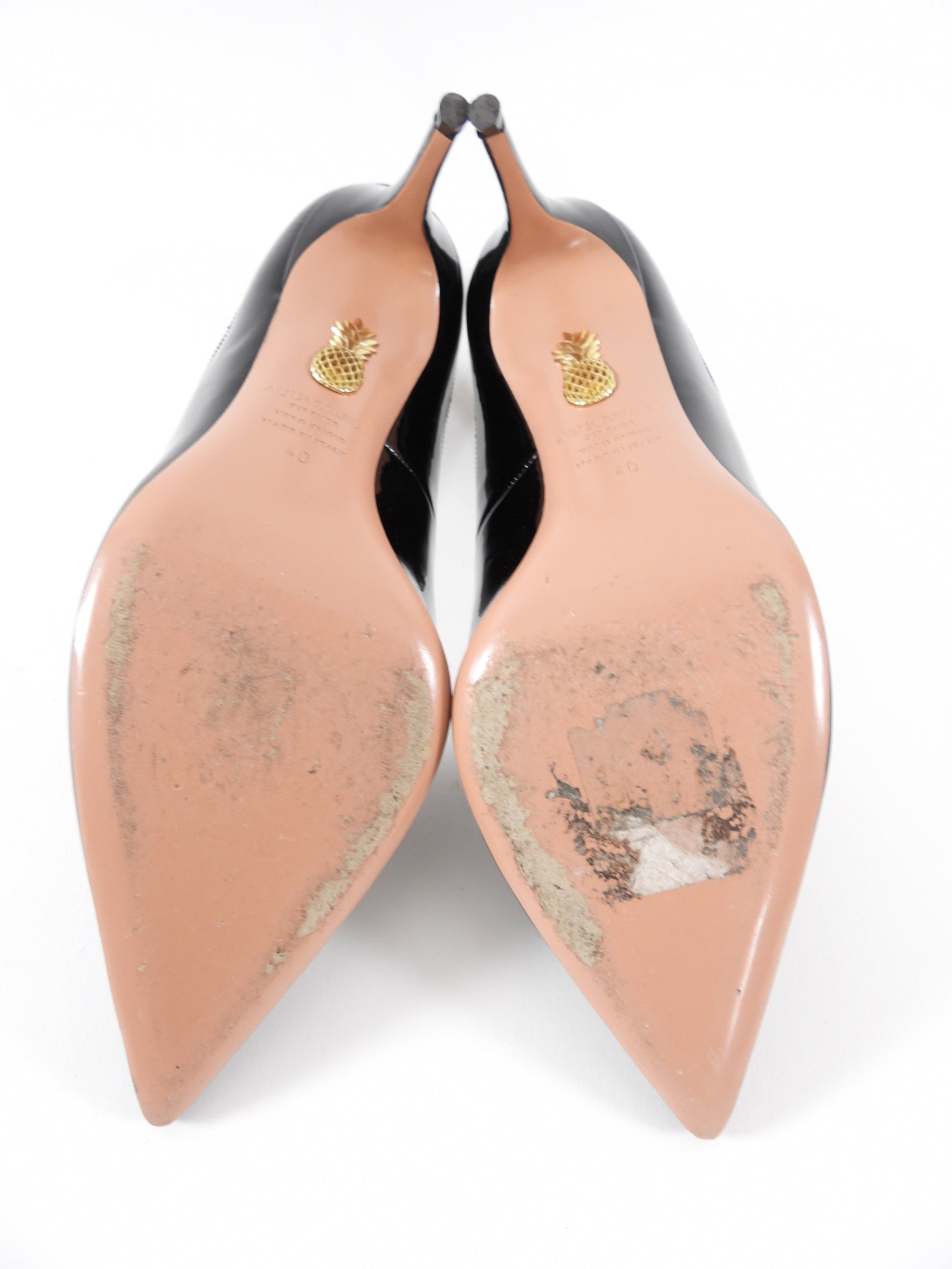 Aquazzura Black Patent Shiva Pump - 40