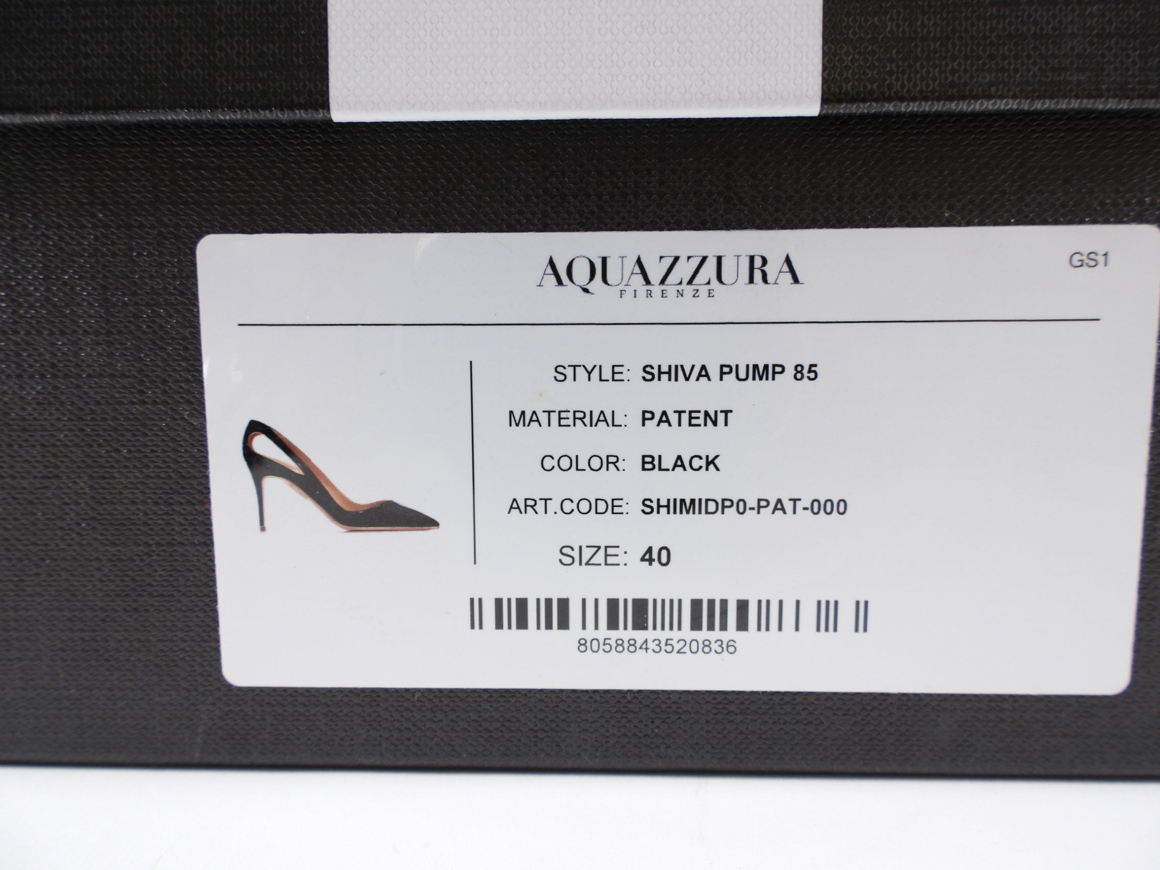 Aquazzura Black Patent Shiva Pump - 40