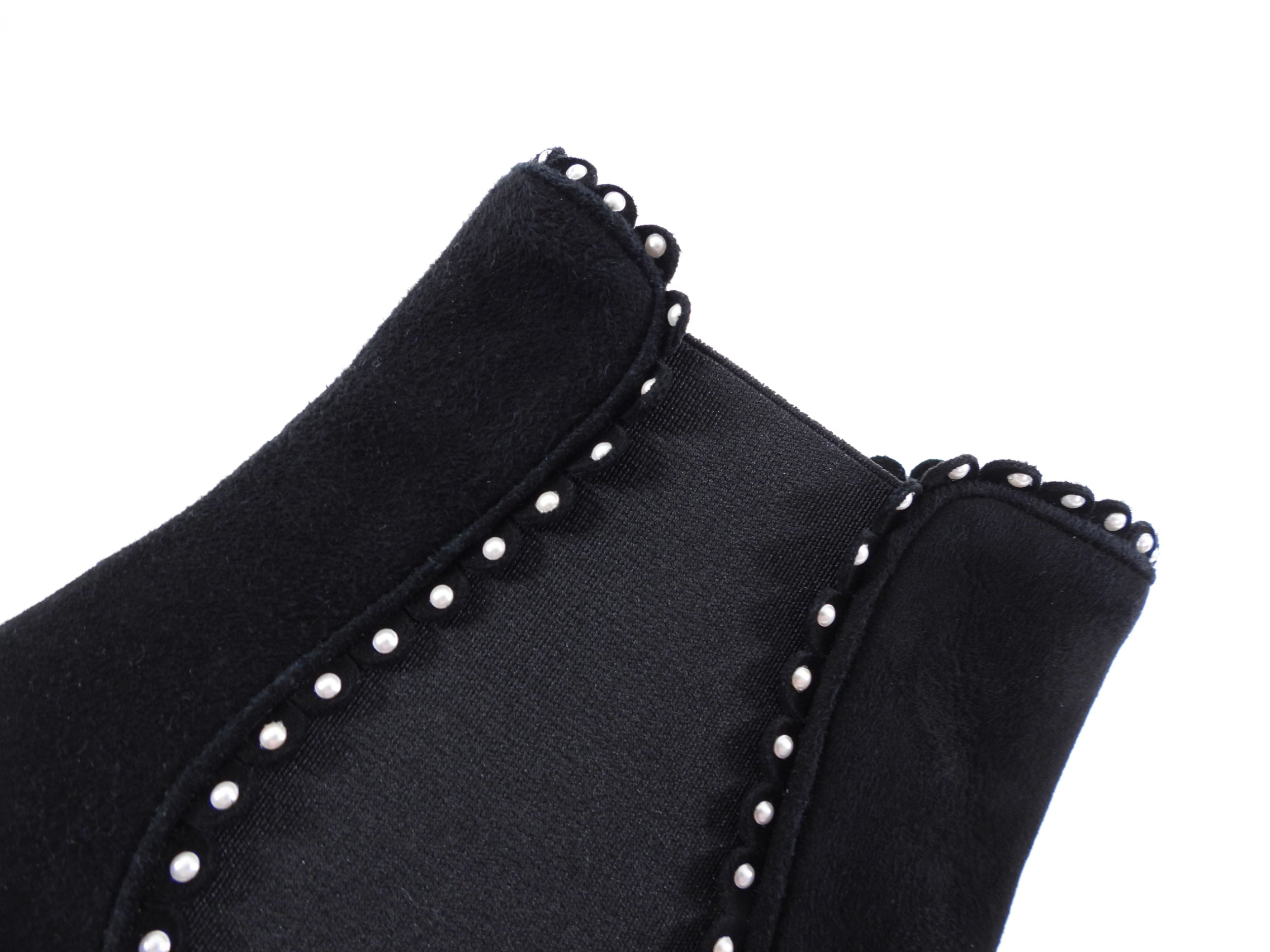 Aquazzura Black Suede and Silver Stud Kitten Ankle Boots - 39.5 / 9