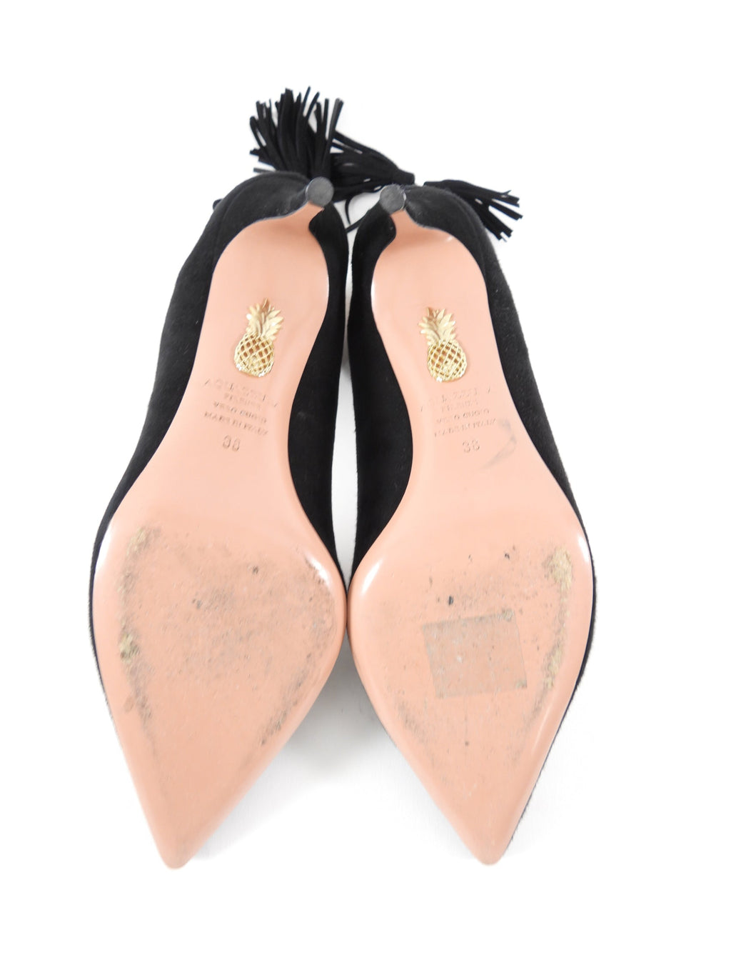 Aquazzura Black Suede Cut Out Detail Tassel Pumps - 38 (8 / 8.5)