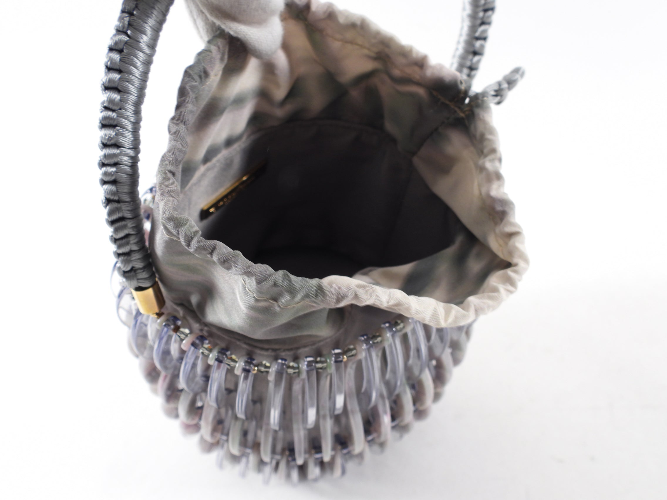 Giorgio Armani Grey Resin Beaded Evening Bag