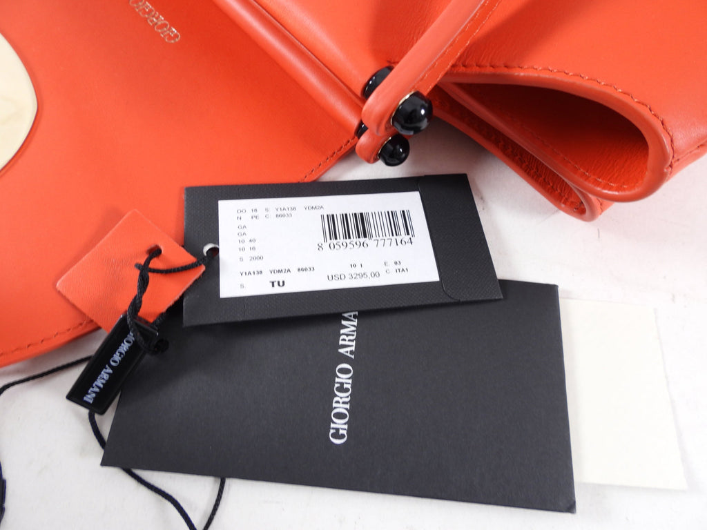 Giorgio Armani Red Leather Resin Clasp Tote Bag
