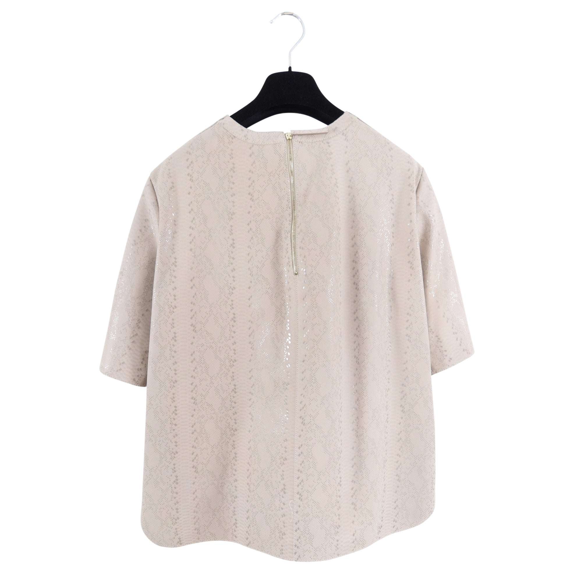 Giorgio Armani Light Beige Matte Leather Reptile Print Shirt - 40 / 4